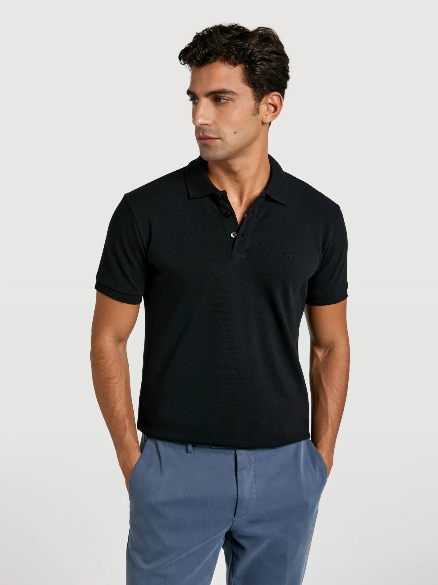 Slim fit basic piqué polo shirt - Image 4