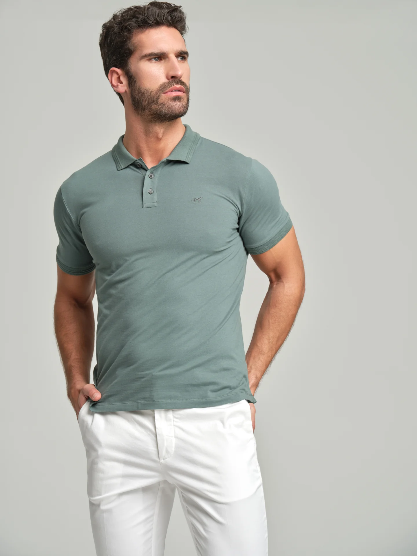 Slim fit basic piquet polo shirt - Image 17