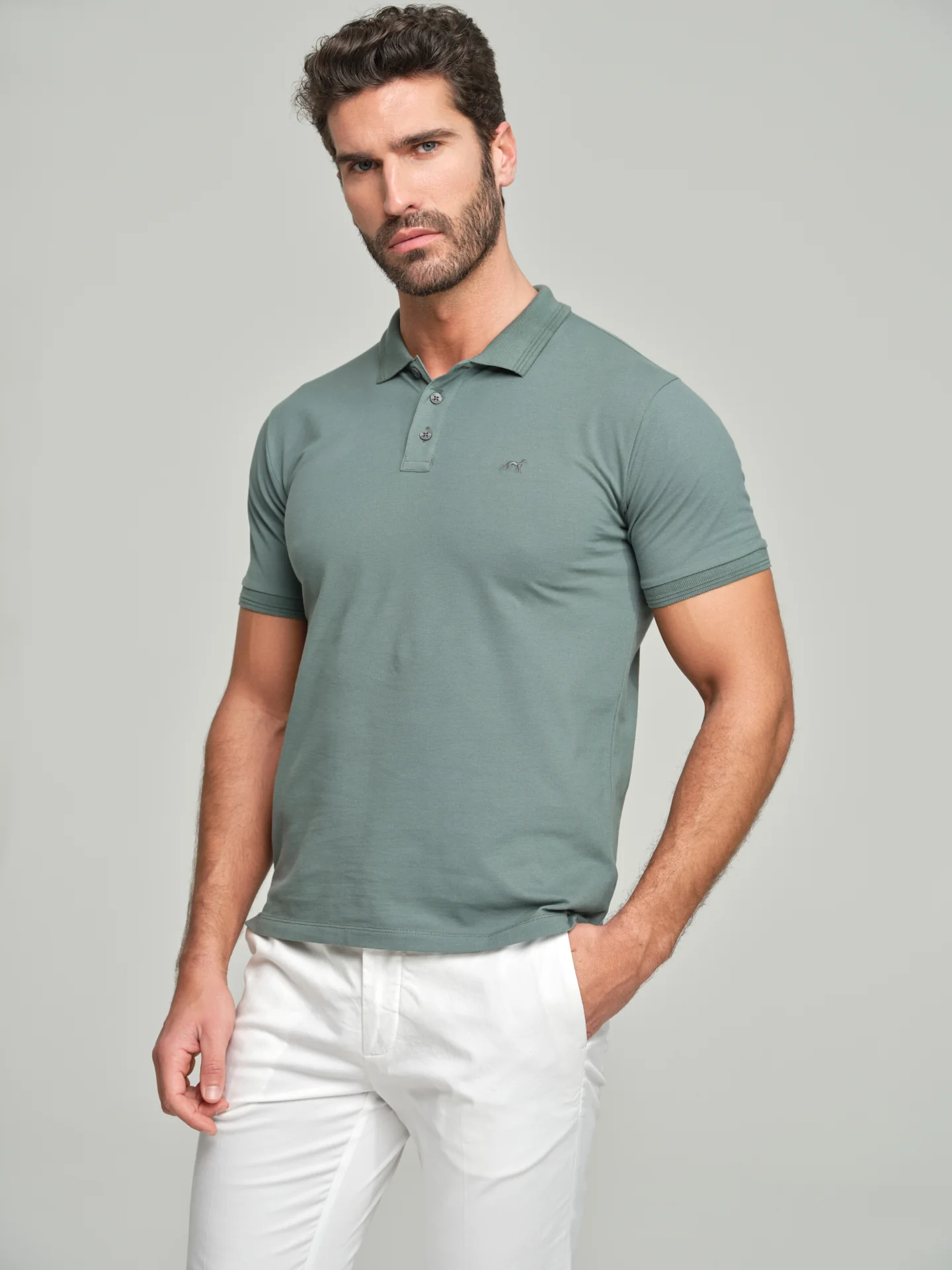 Slim fit basic piquet polo shirt - Image 18