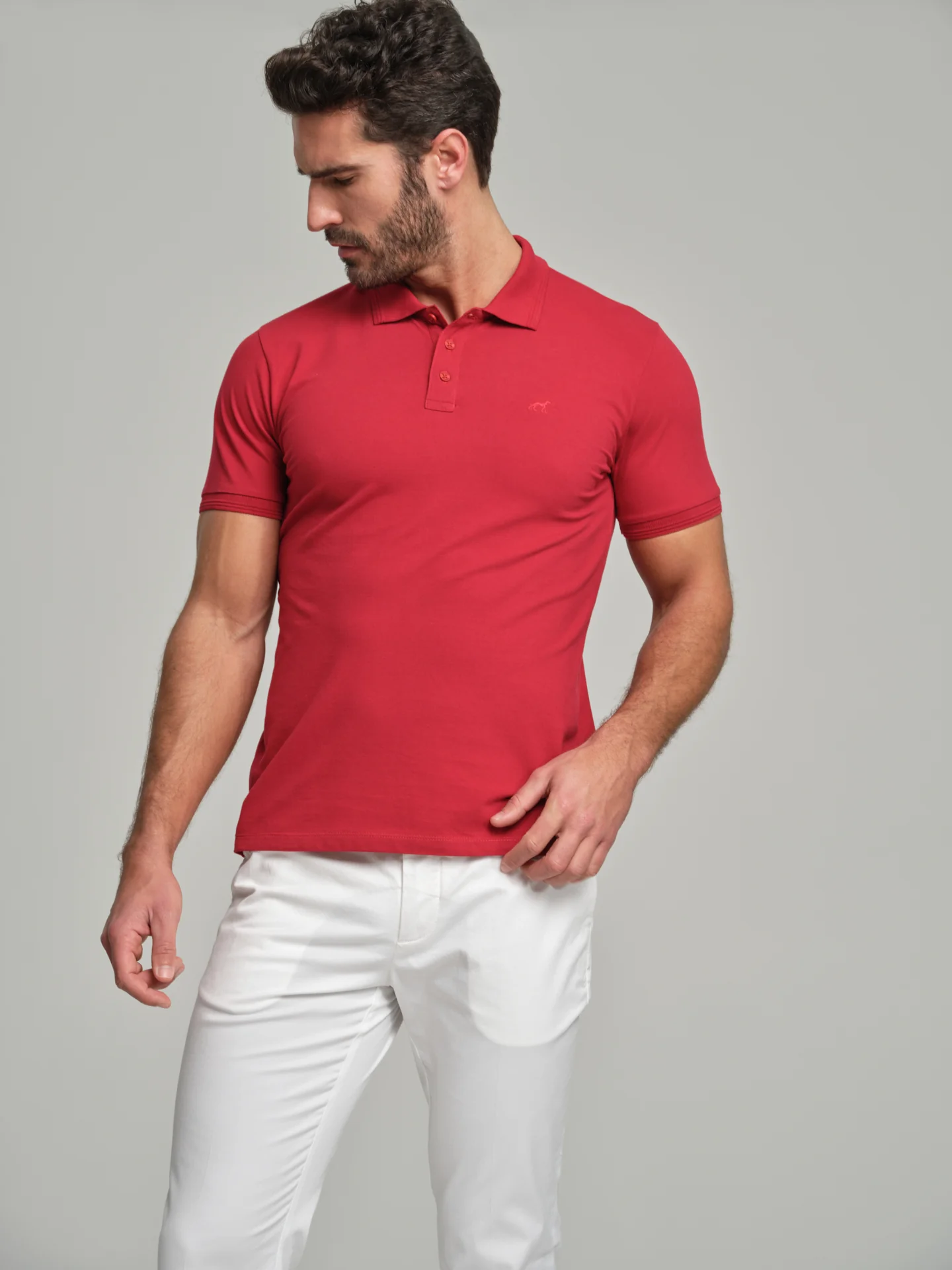 Slim fit basic piquet polo shirt - Image 46