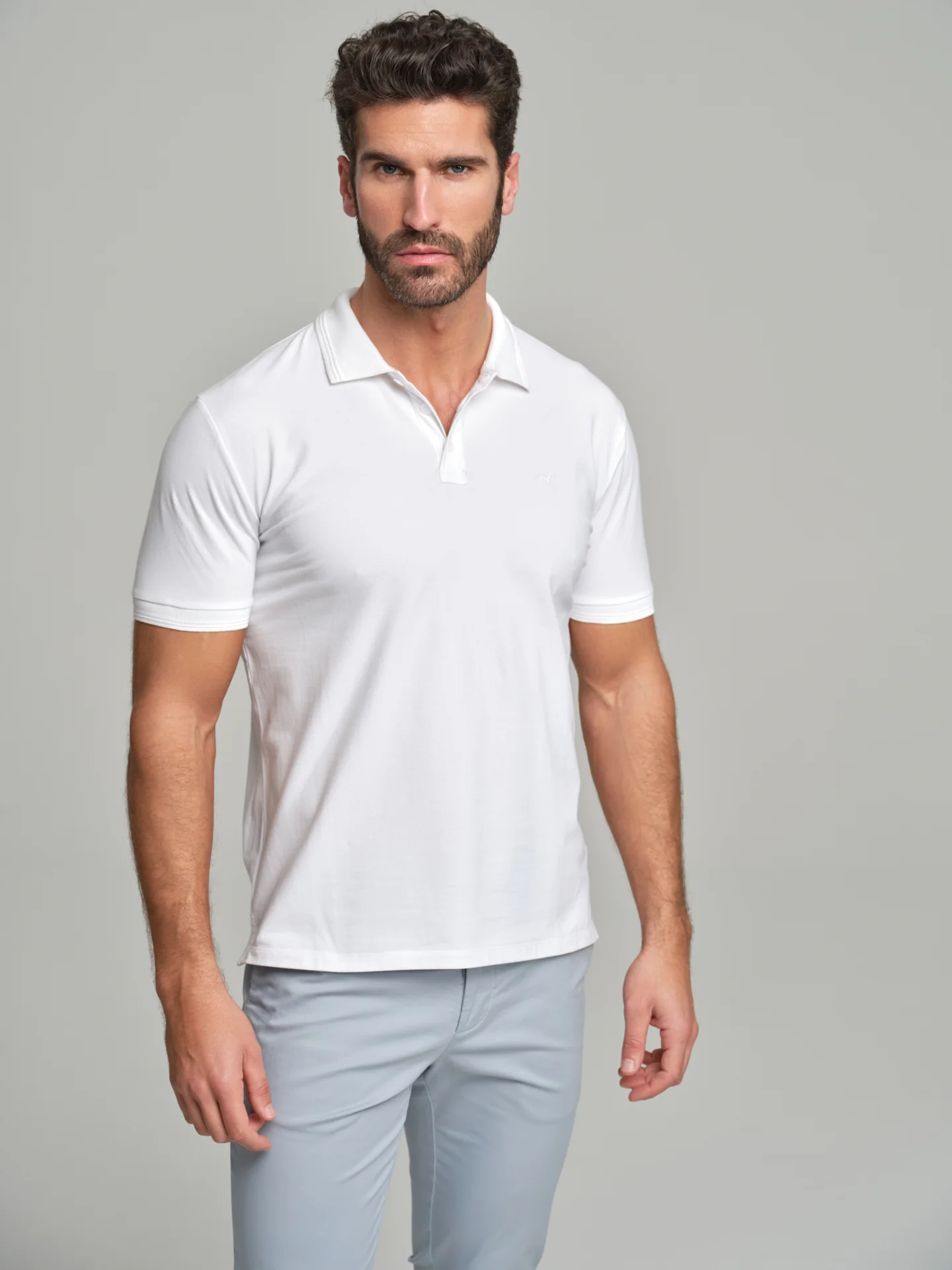 Slim fit basic piquet polo shirt - Image 48