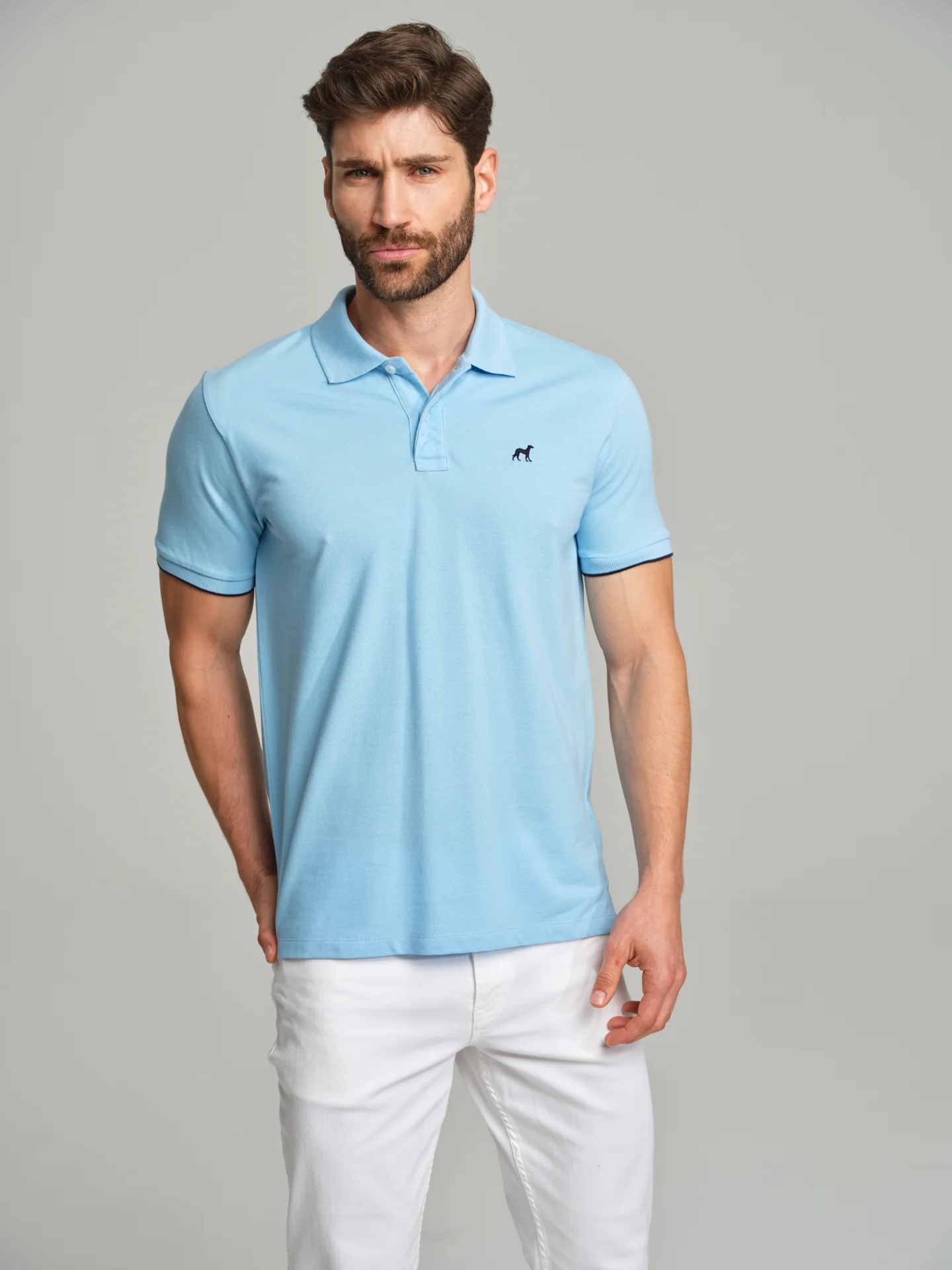 Slim fit basic piquet polo shirt with wrinkled placket - Image 15