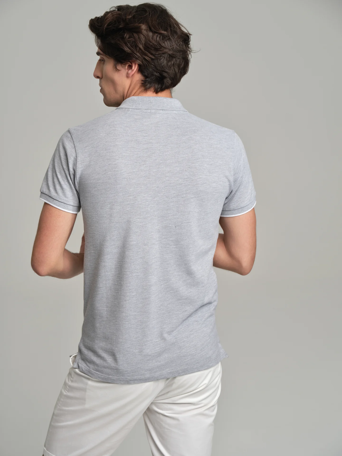 Slim fit basic piquet polo shirt with wrinkled placket - Image 25