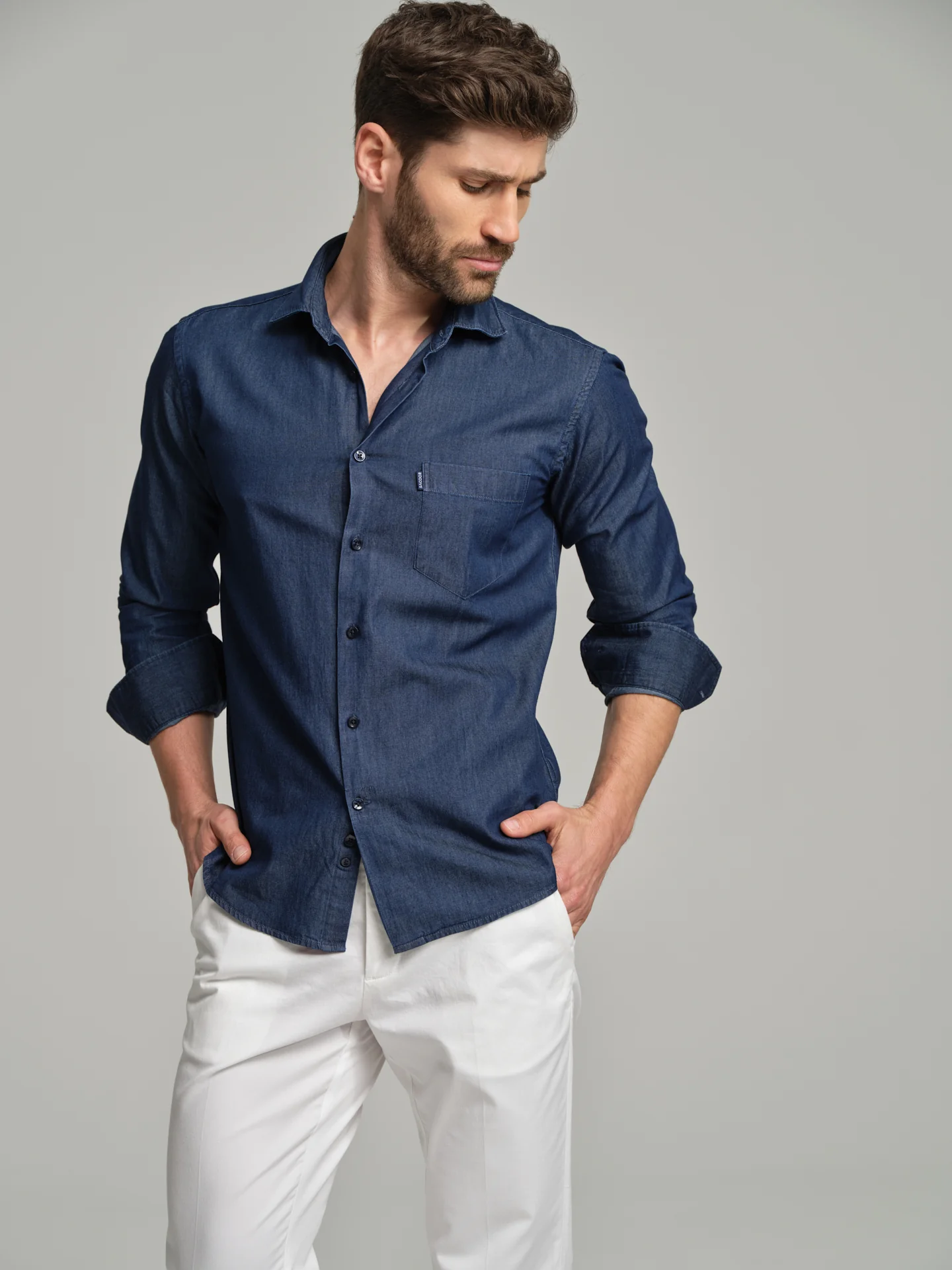 Slim fit casual denim shirt - Image 2