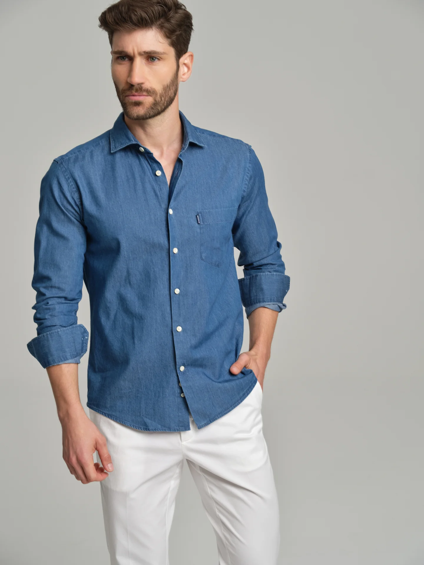 Slim fit casual denim shirt - Image 8