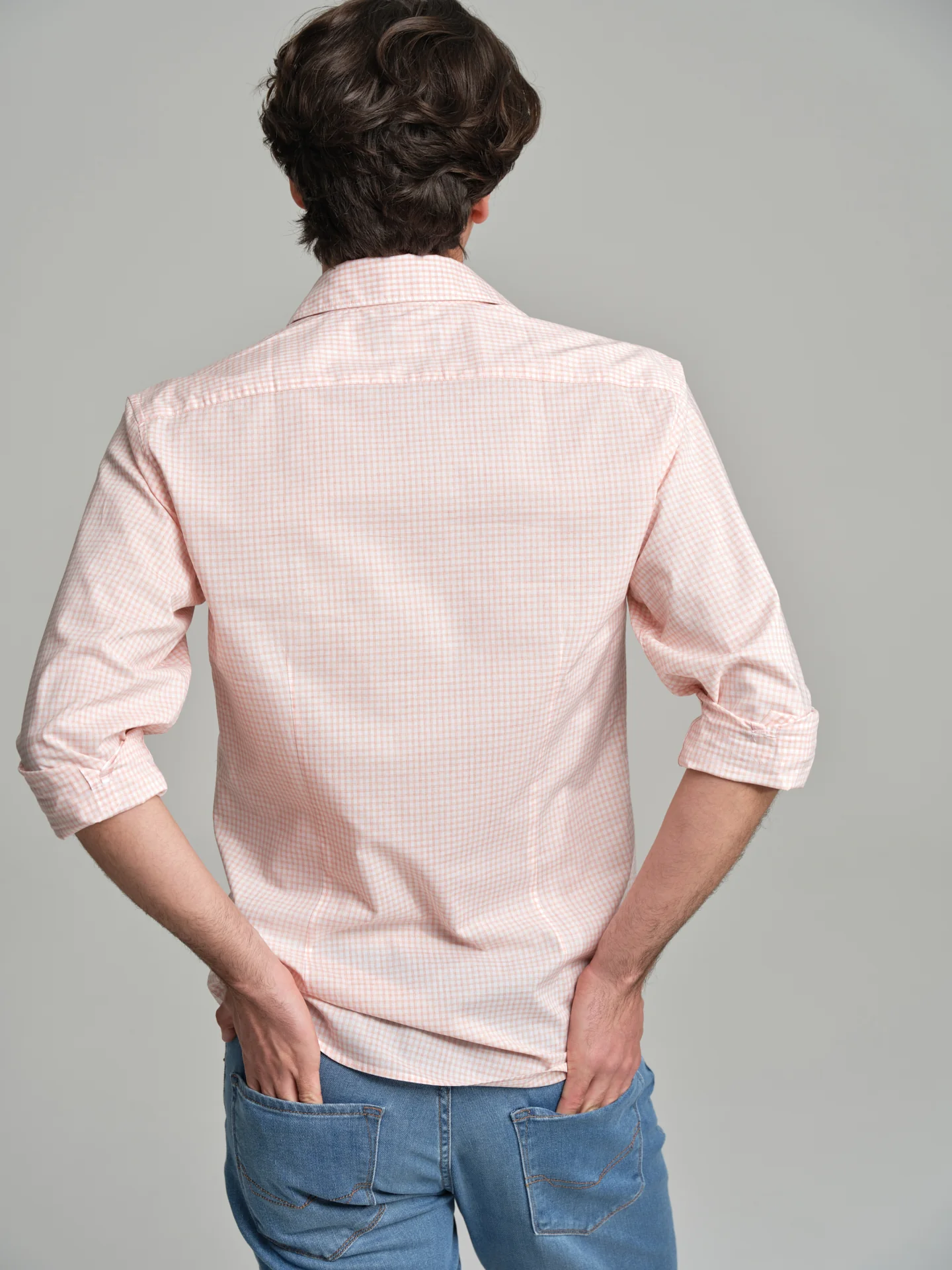 Slim fit casual melange vichy shirt - Image 4