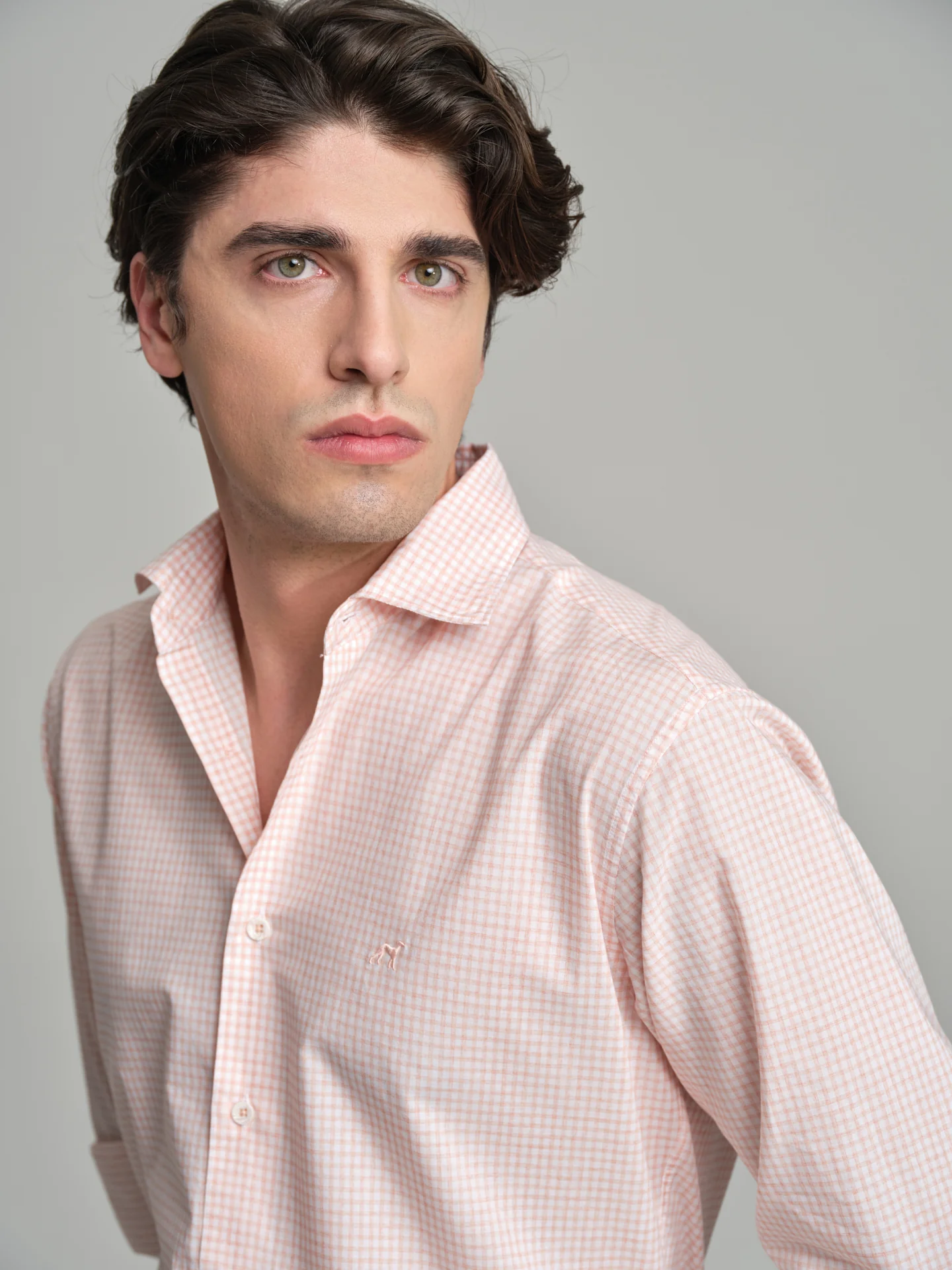 Slim fit casual melange vichy shirt - Image 5