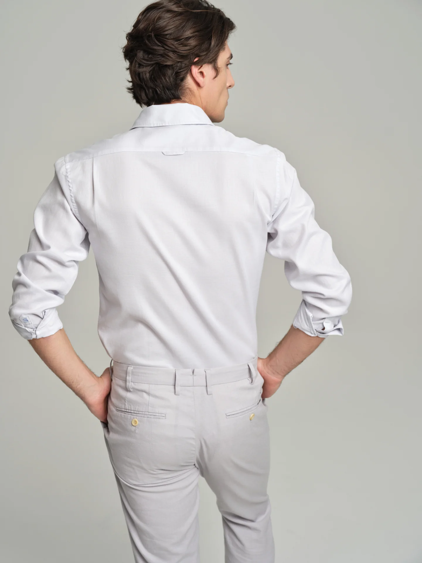 Slim fit casual plain piquet structure shirt - Image 2