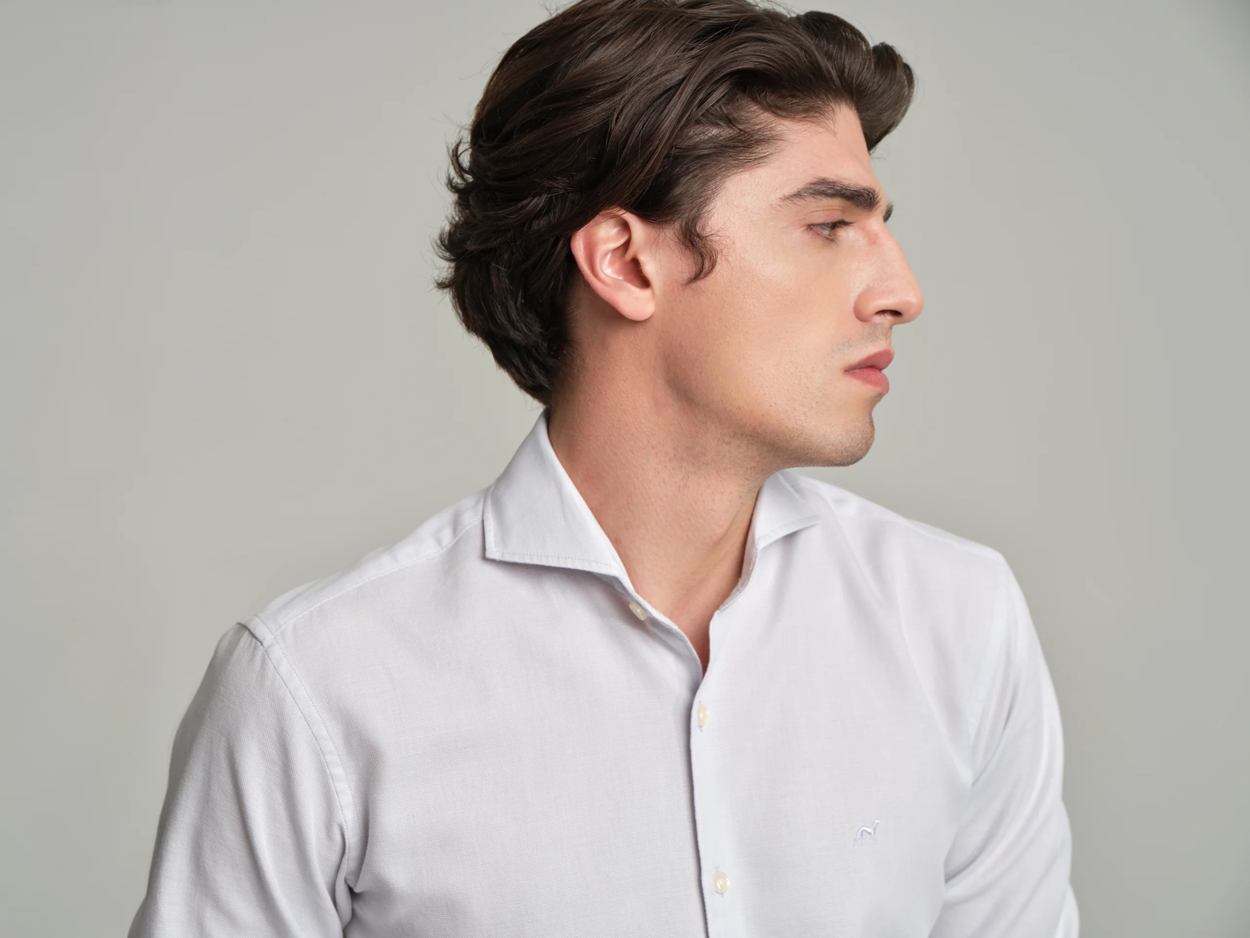 Slim fit casual plain piquet structure shirt - Image 4