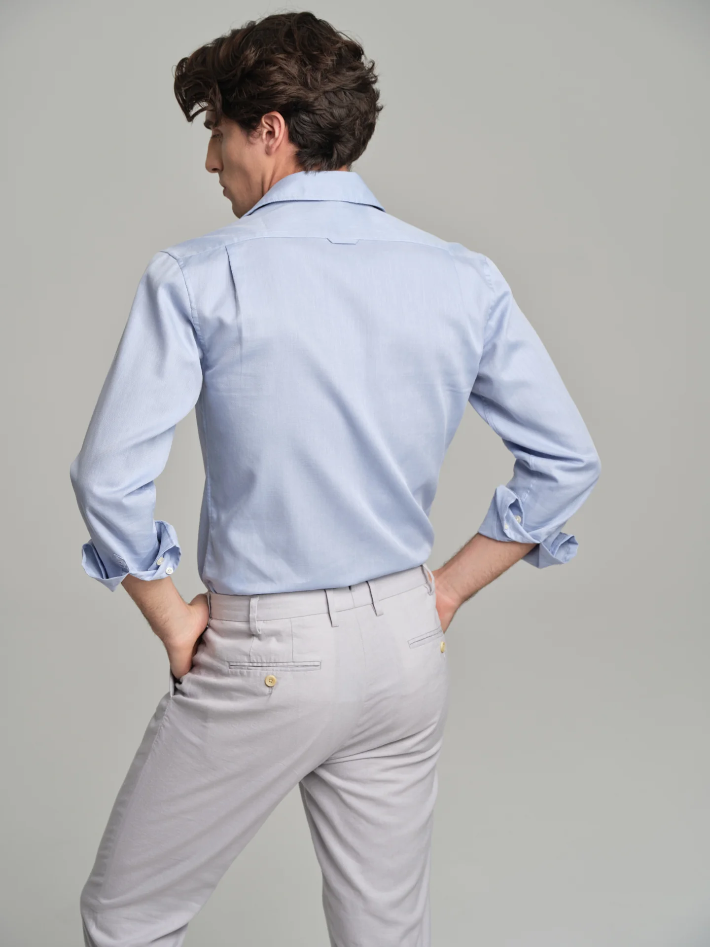 Slim fit casual plain piquet structure shirt - Image 4