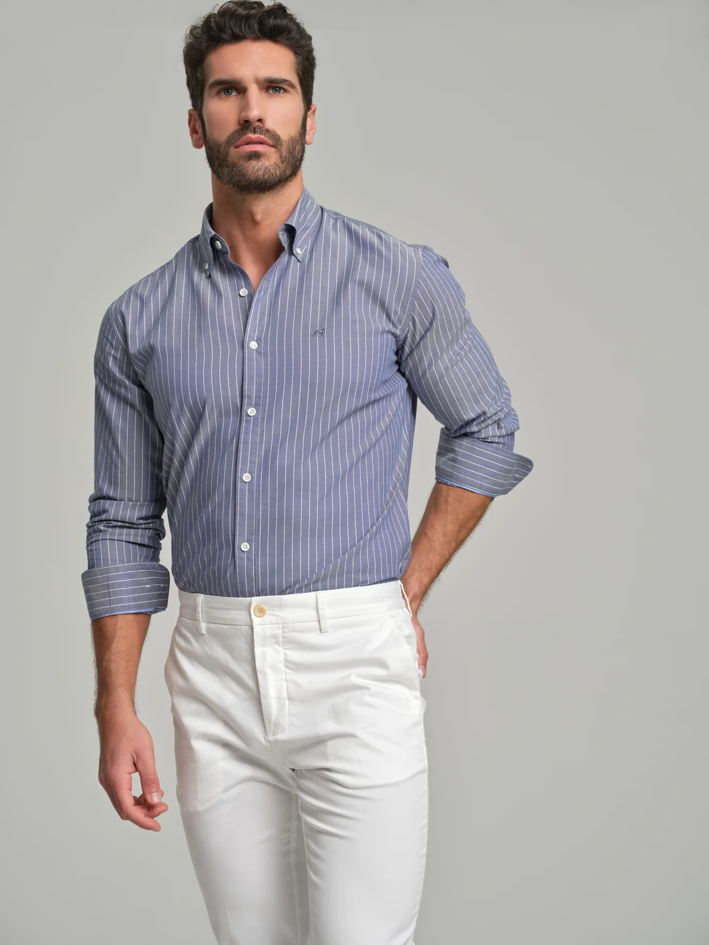 Slim fit casual striped Elton BCI Cotton shirt - Image 6