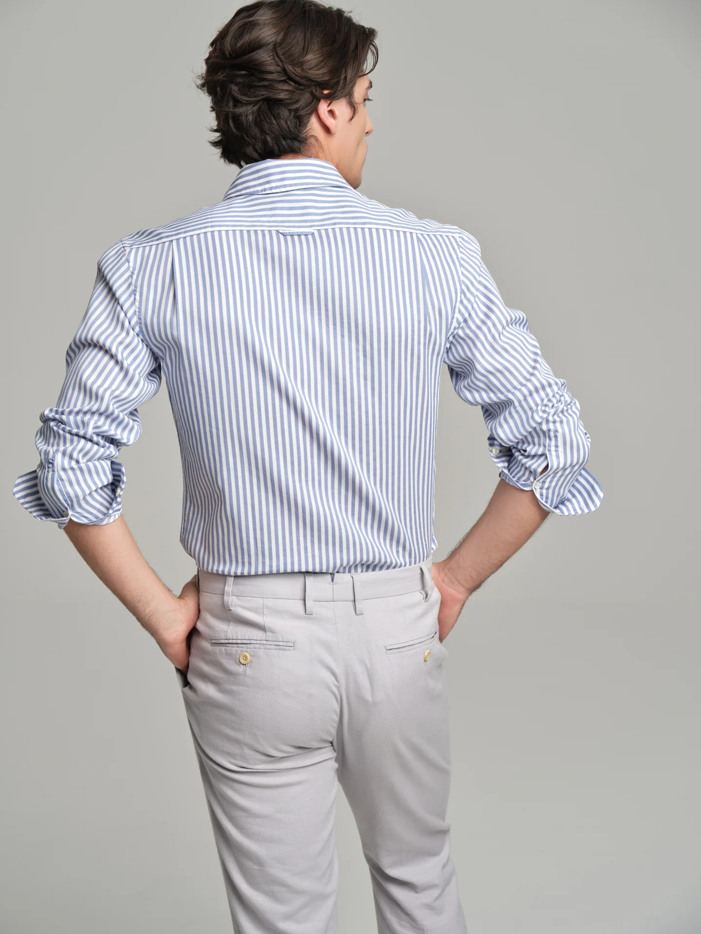 Slim fit casual striped piquet structure shirt - Image 3