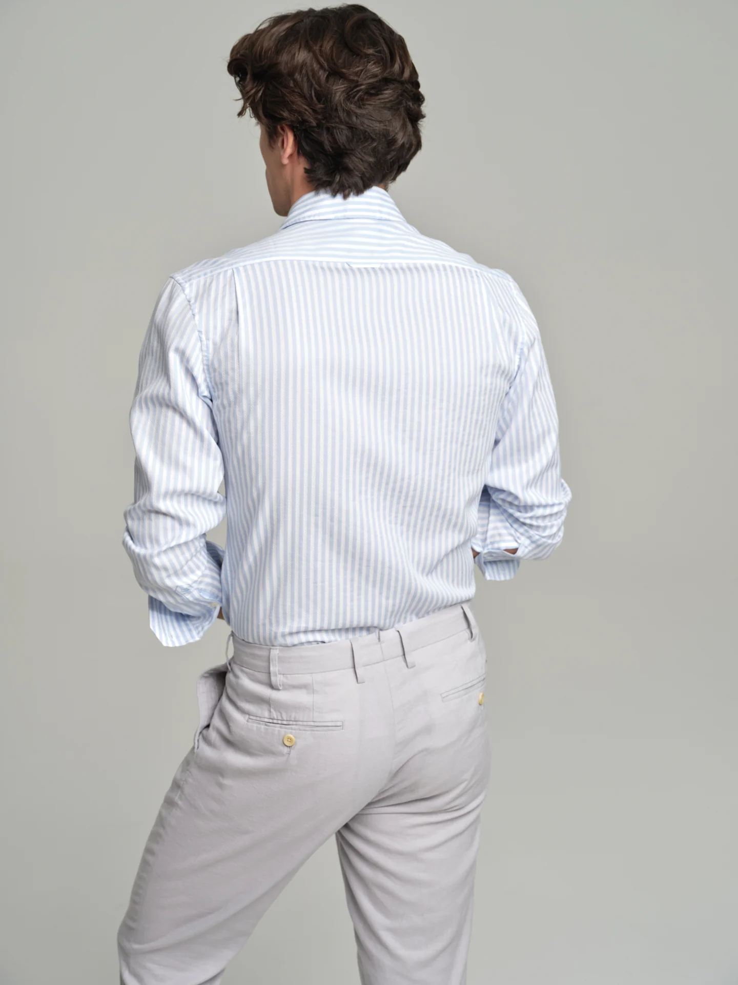 Slim fit casual striped piquet structure shirt - Image 4