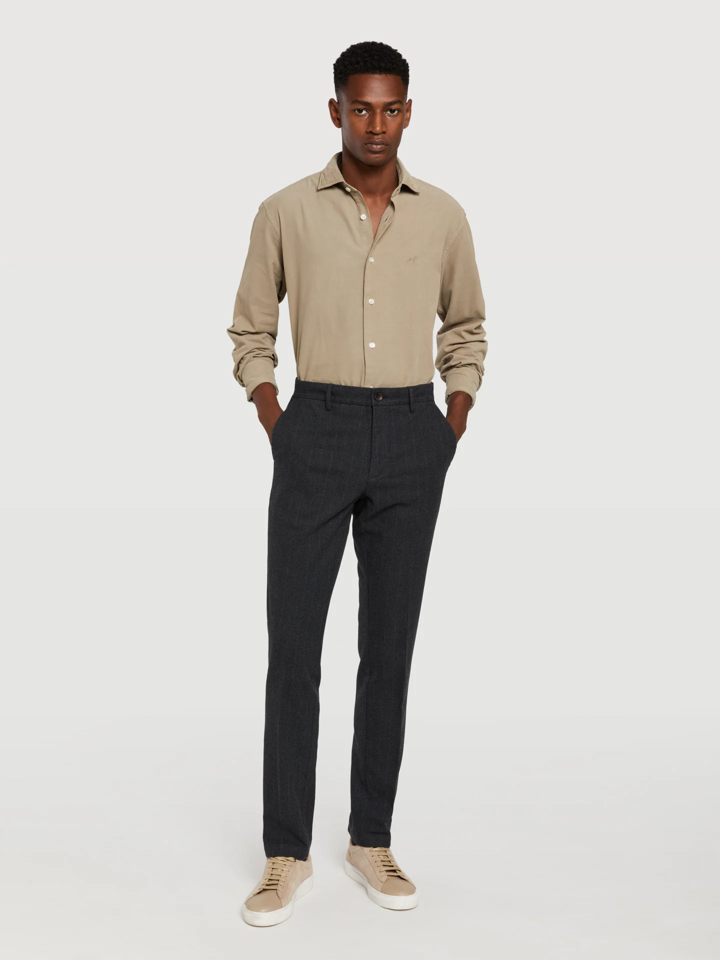 Slim fit chalk stripes chino trousers - Image 4