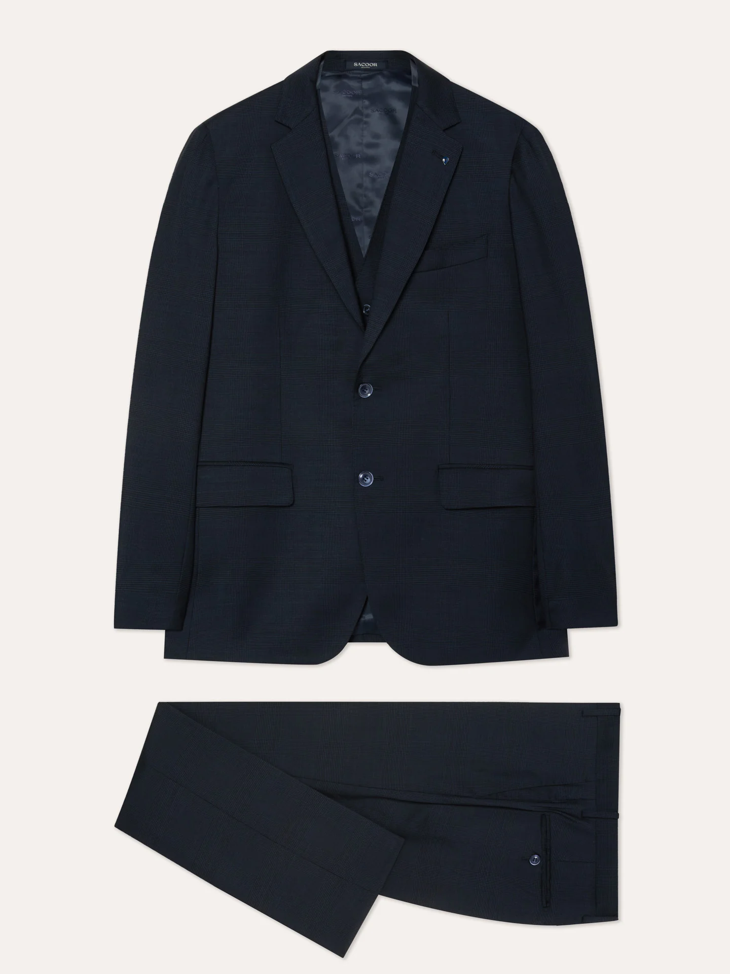 Slim Fit Checked 3-Piece Travel Suit - Image 4