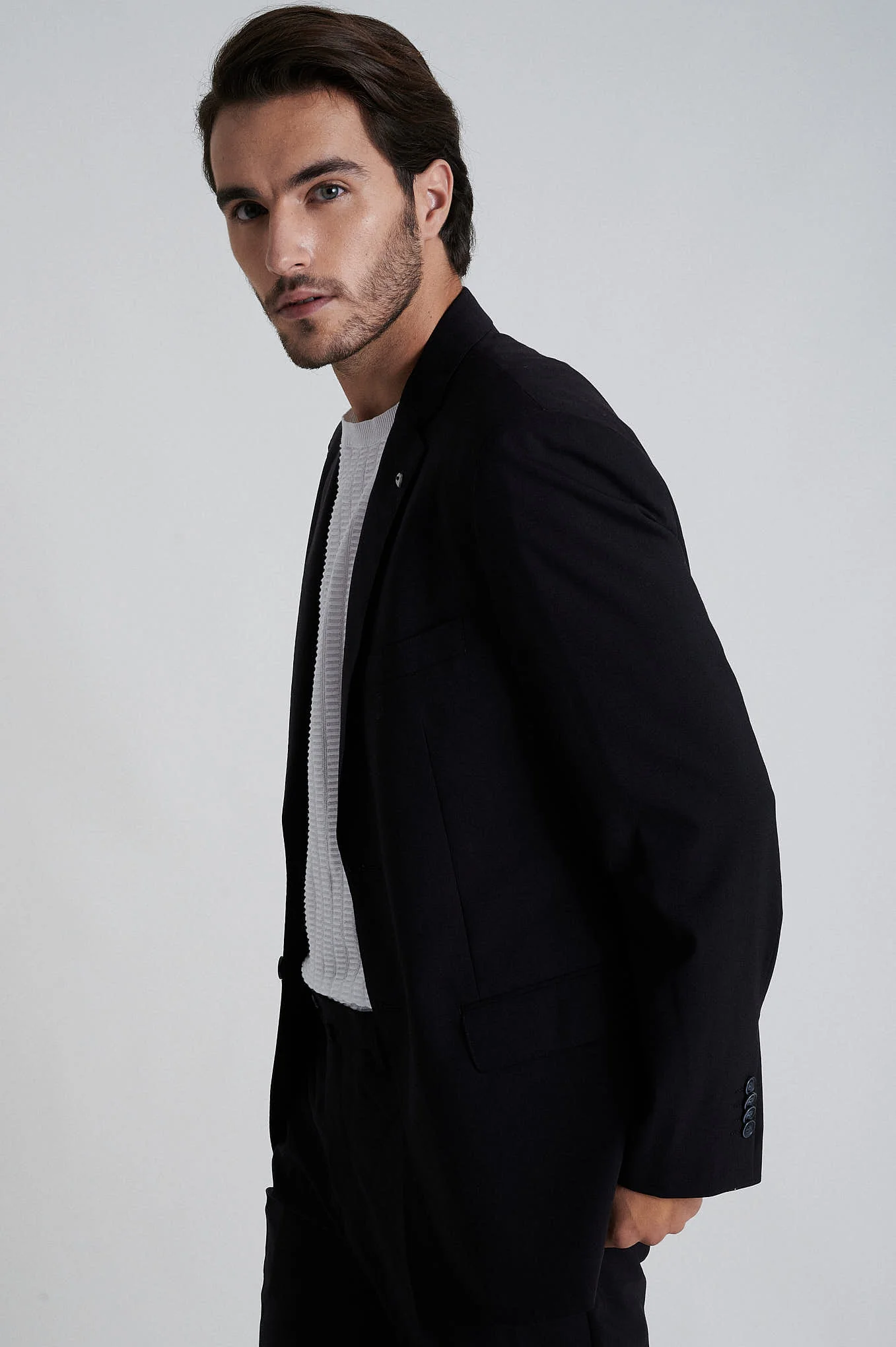 Slim fit comfort wool elastane suit half canvas construction Anti-crease finishing - Image 2