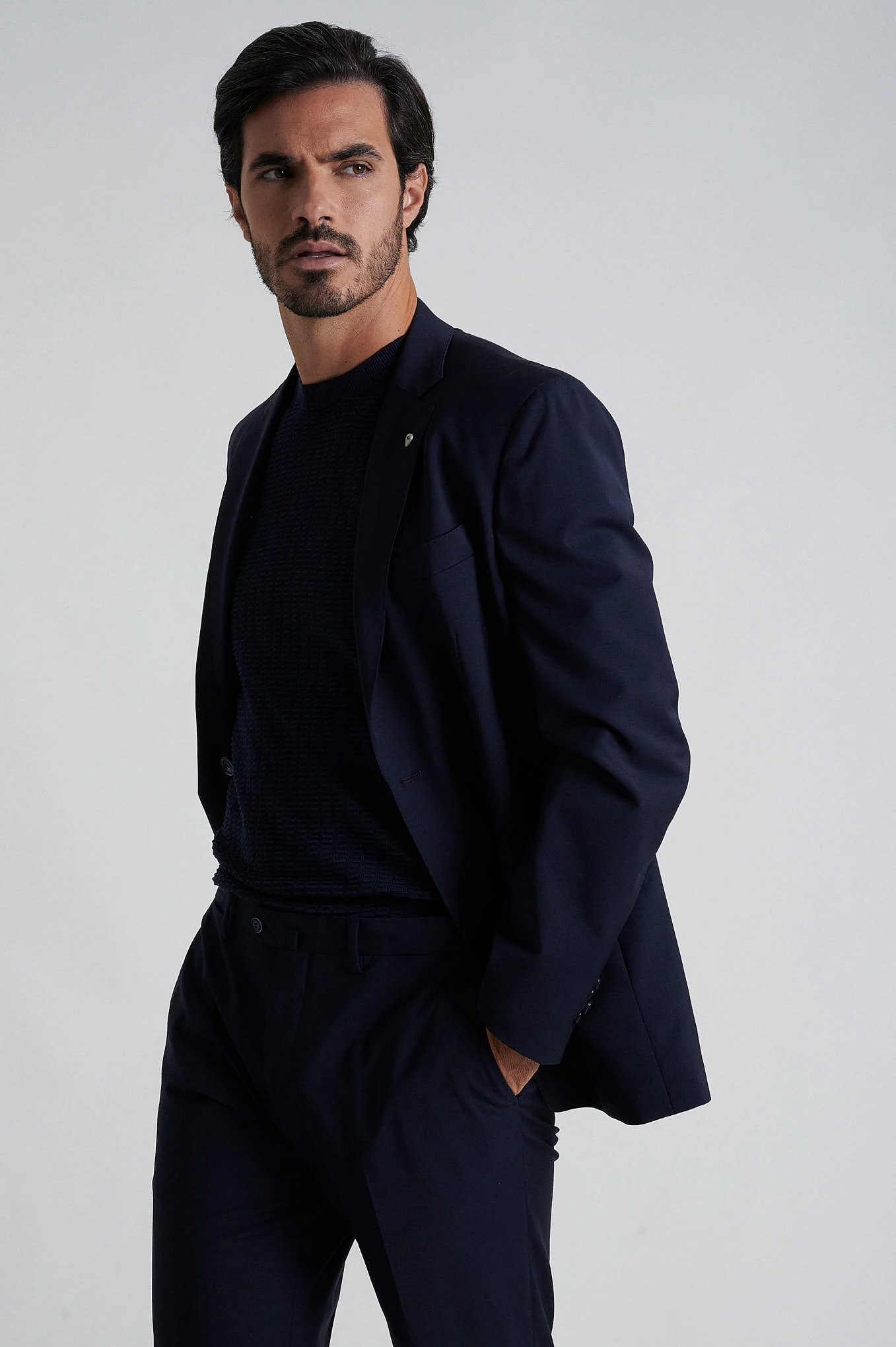 Slim fit comfort wool elastane suit half canvas construction Anti-crease finishing - Image 7