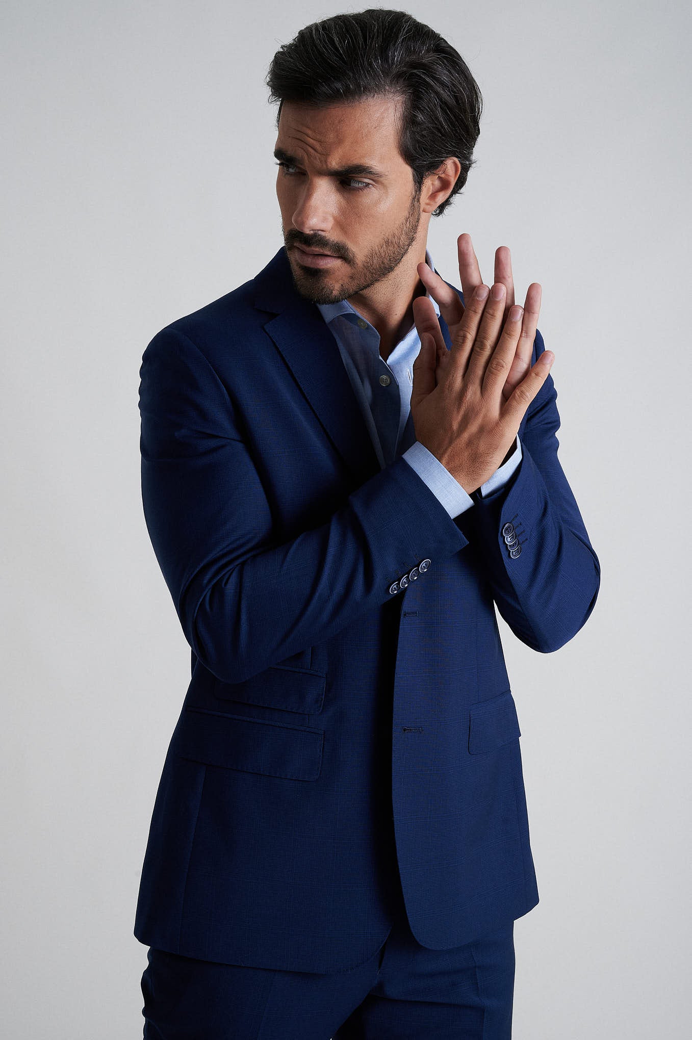 Slim fit comfort wool elastane suit half canvas construction Anti-crease finishing - Image 4