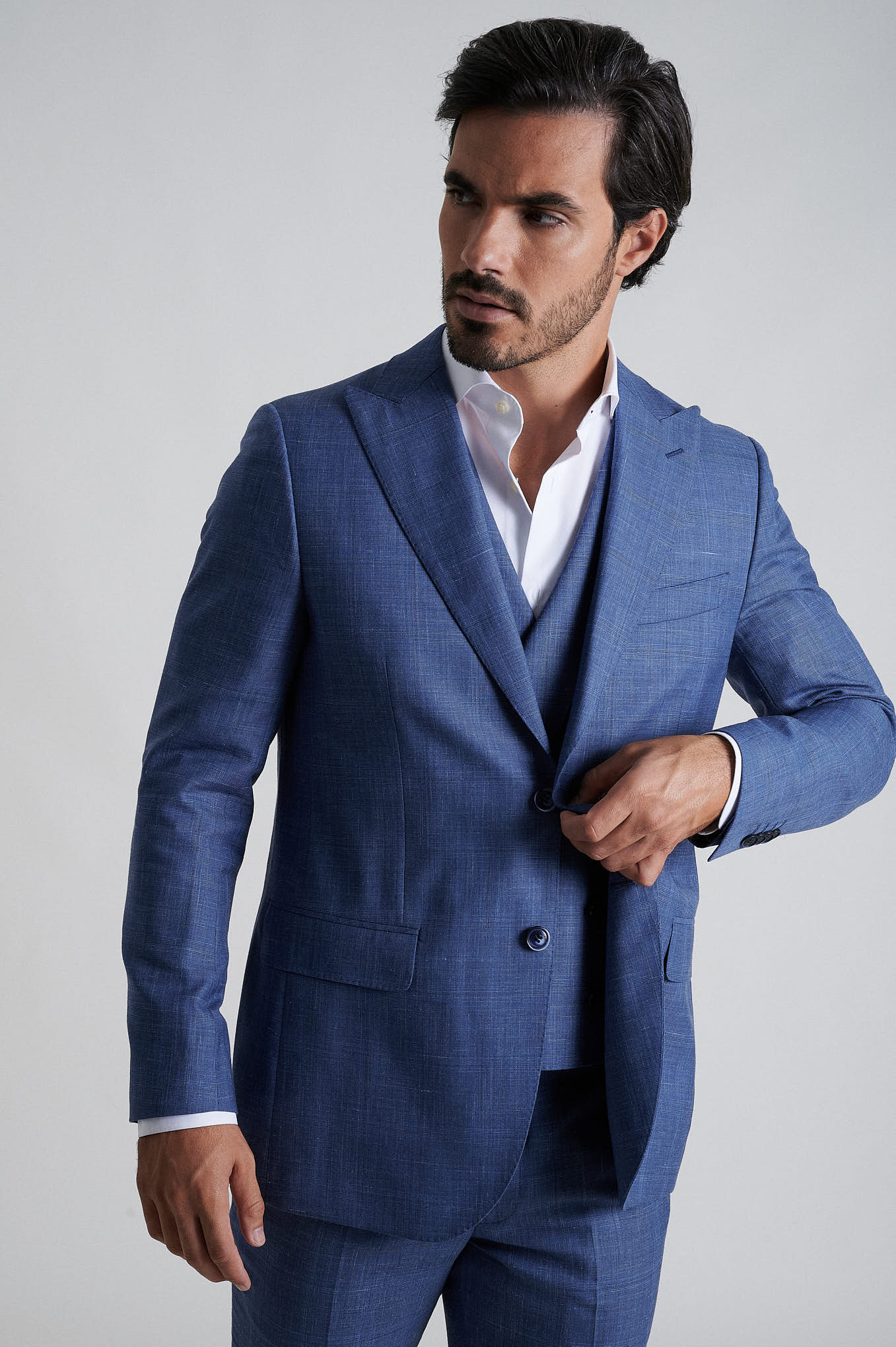 Slim fit comfort wool linen 3 pieces suit half canvas construction - Image 2