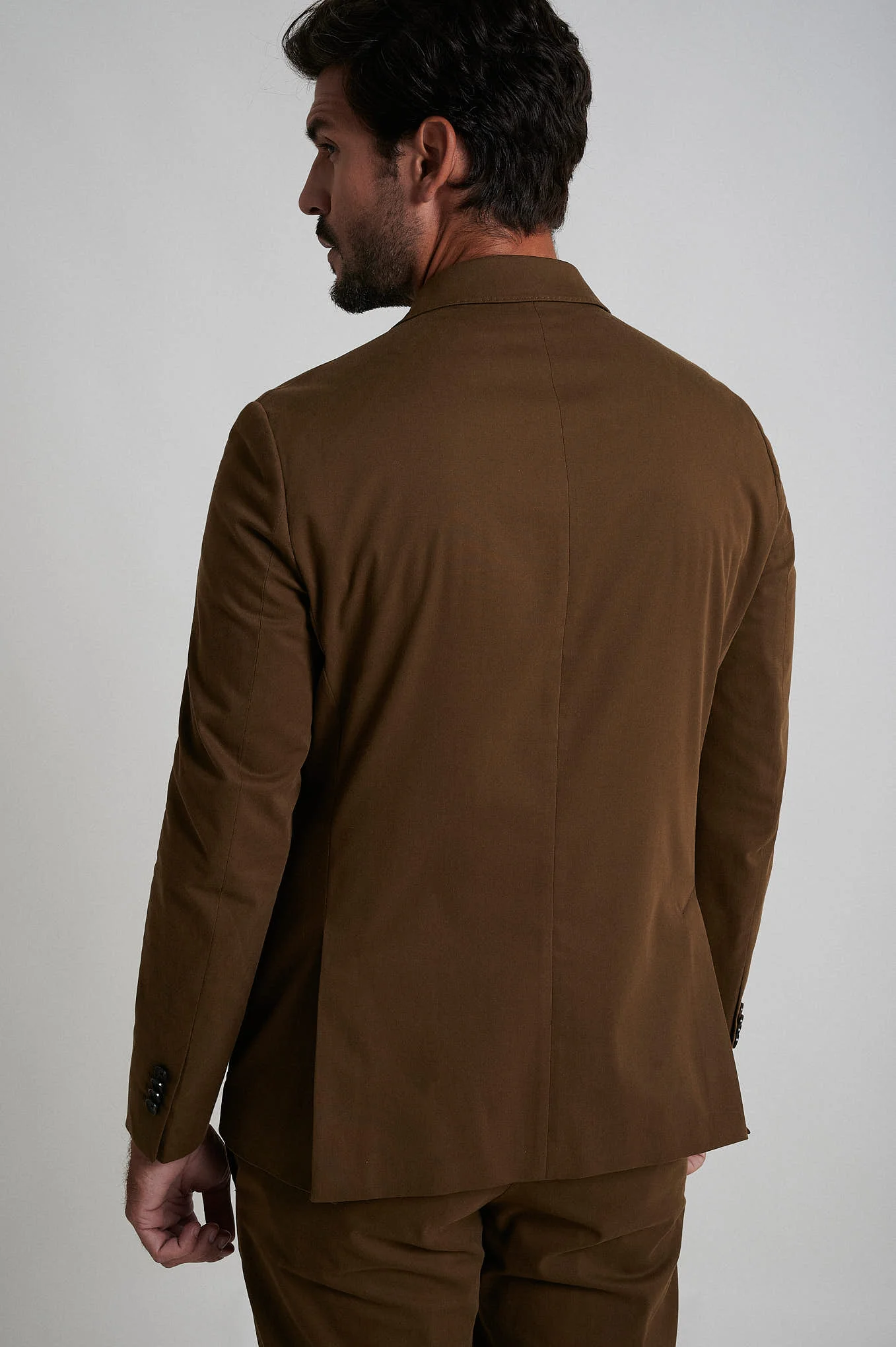 Slim fit cotton stretch comfort suit shirt jacket construction - Image 6