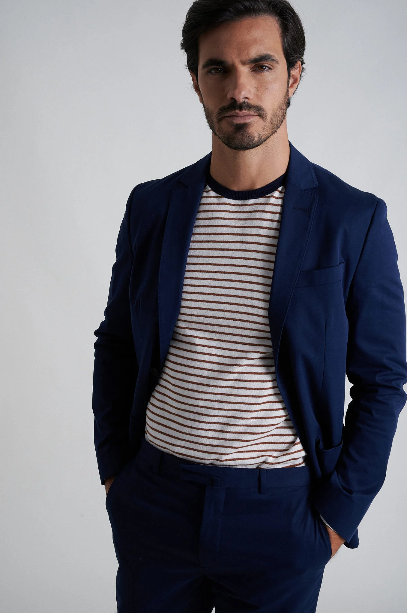 Slim fit cotton stretch comfort suit shirt jacket construction - Image 3