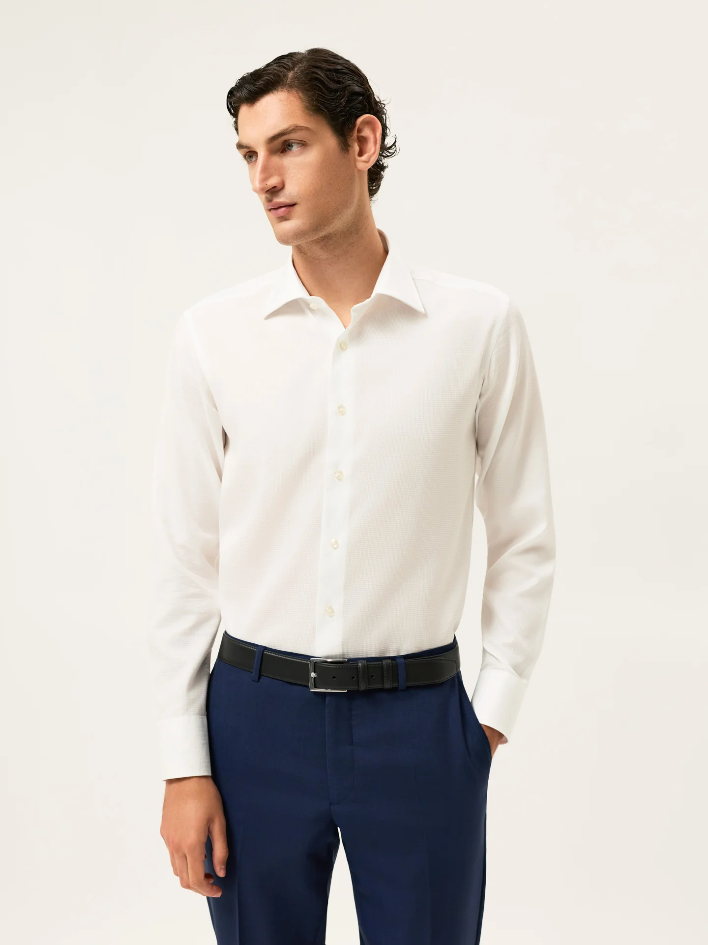 Slim Fit Dobby Formal Shirt With Oxford Collar - Image 2