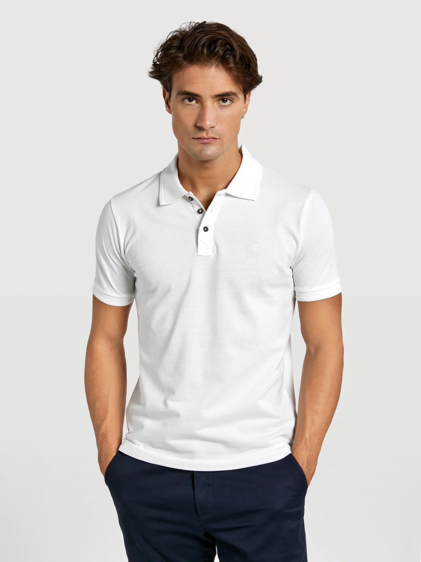 Slim fit garment dye piqué polo shirt with wrinkled placket - Image 16