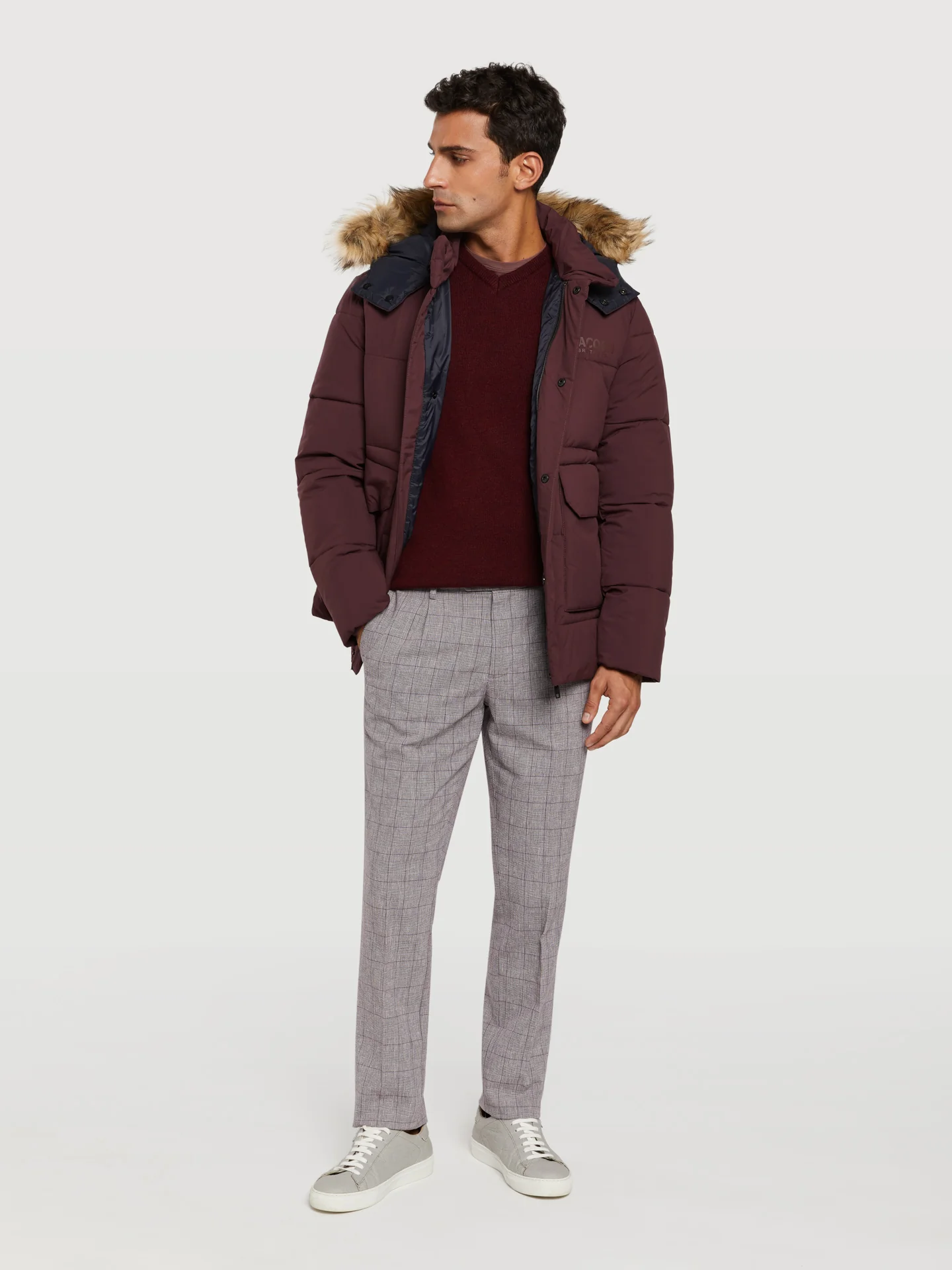 Slim fit garment dye prince of walles chino trousers - Image 4