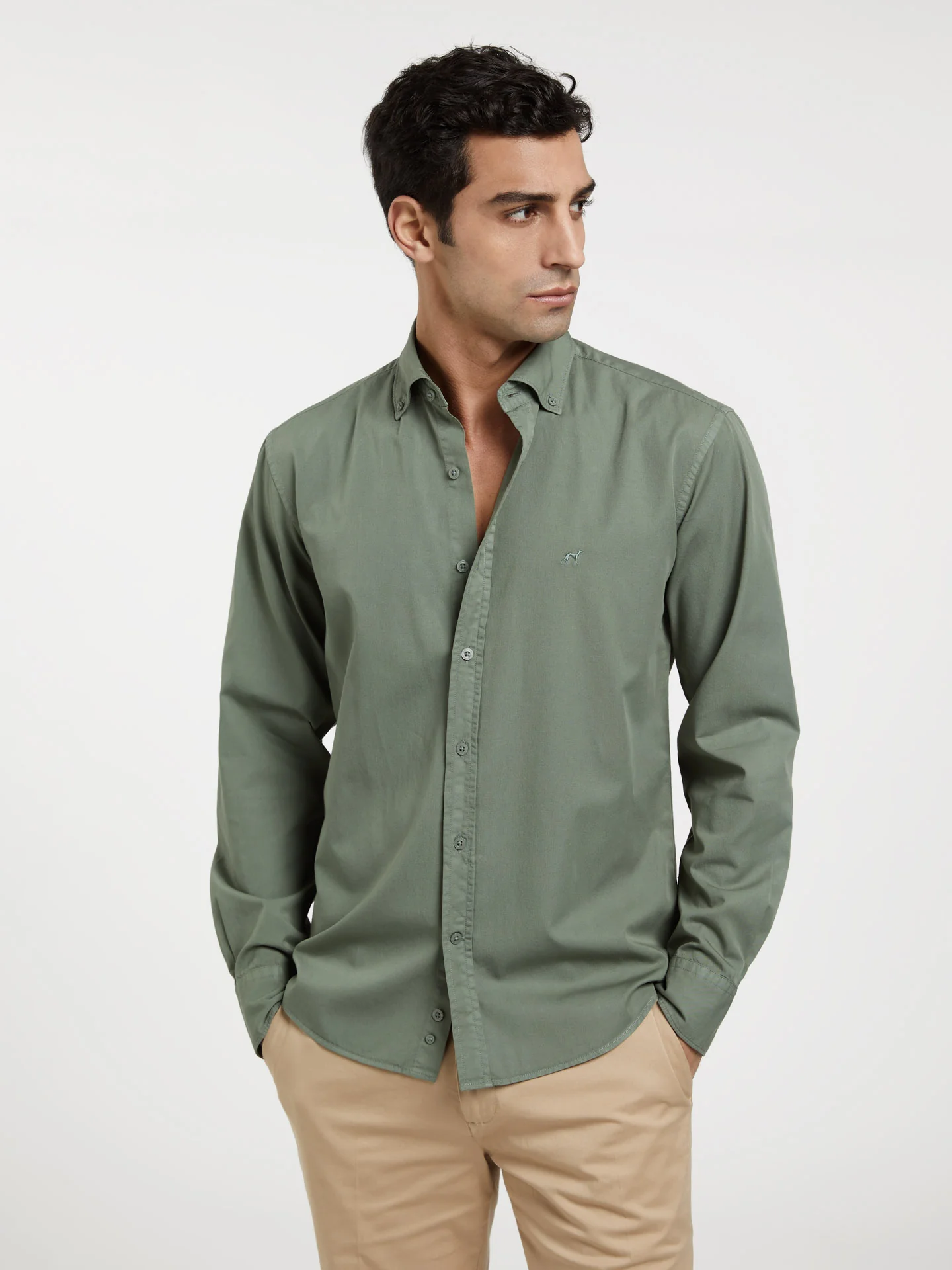 Slim fit garment dye twill shirt - Image 8