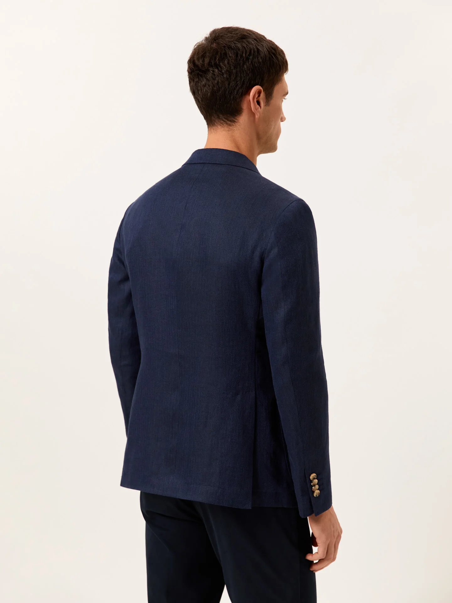 Slim Fit Herringbone Blazer in 100% Linen - Image 4