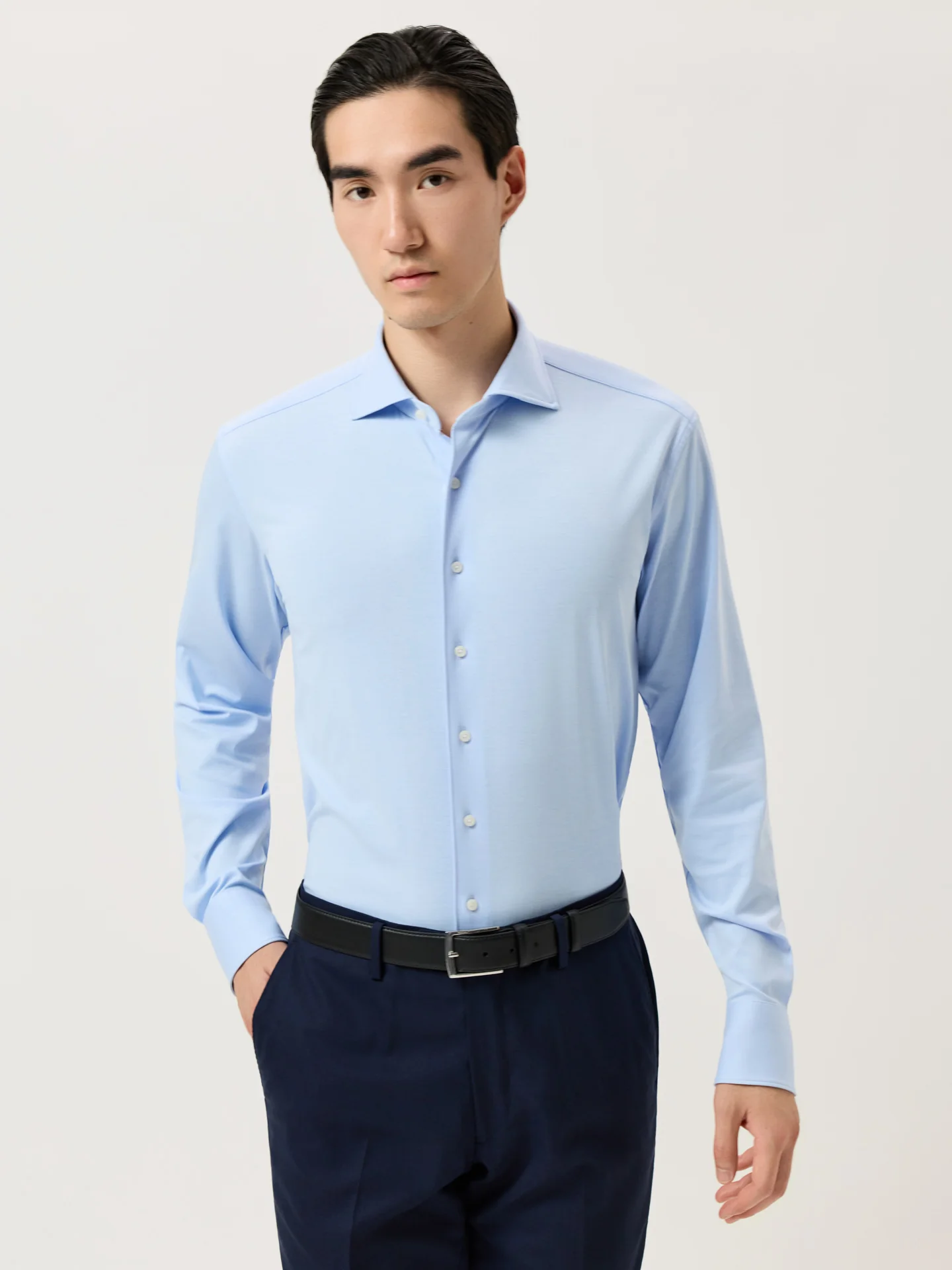 Slim Fit Jersey Stretch Travel Shirt With Newport Collar - Image 6
