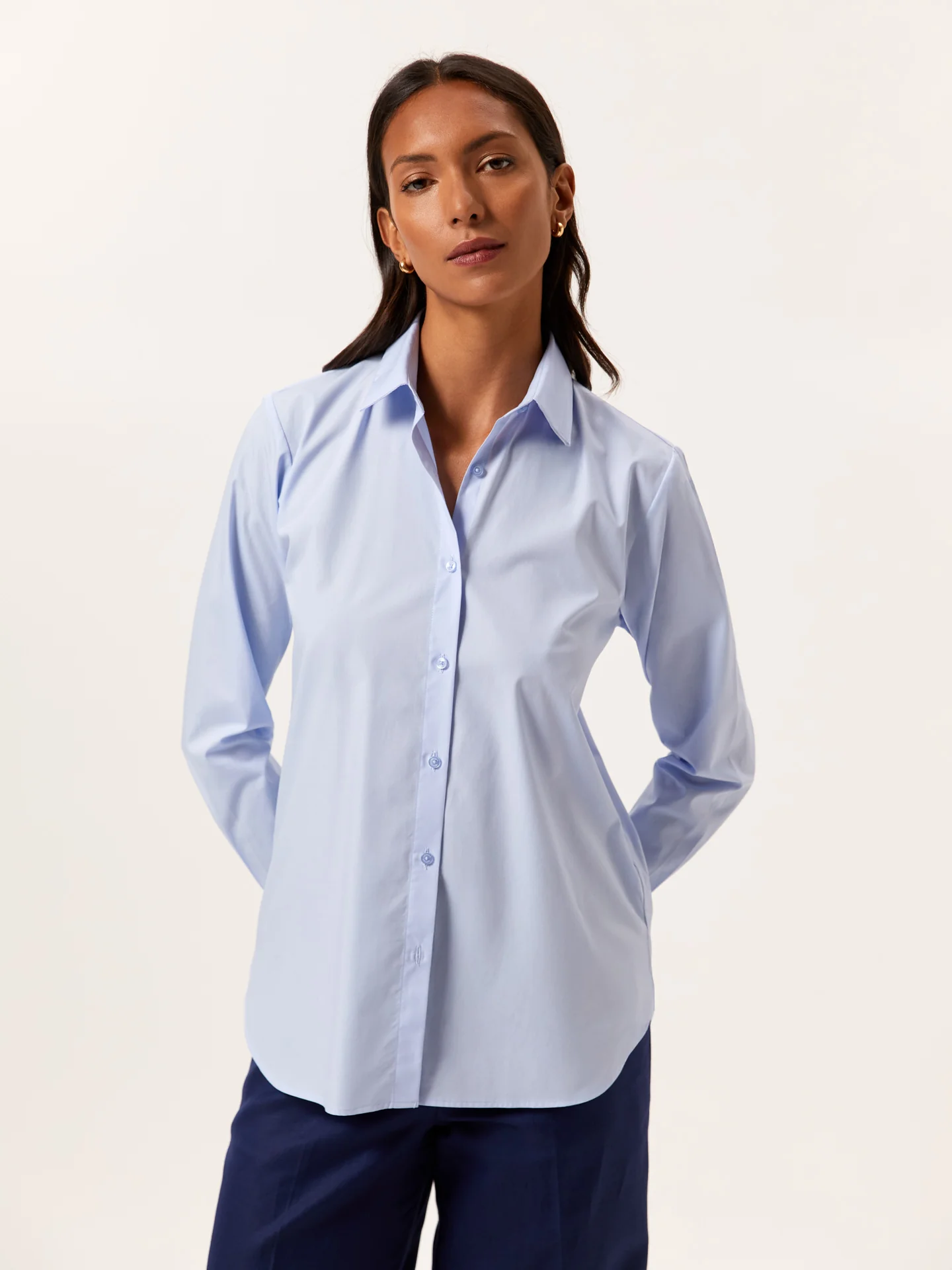 Slim Fit K-easy Plain Poplin Comfort Shirt With Open Collar - Image 3