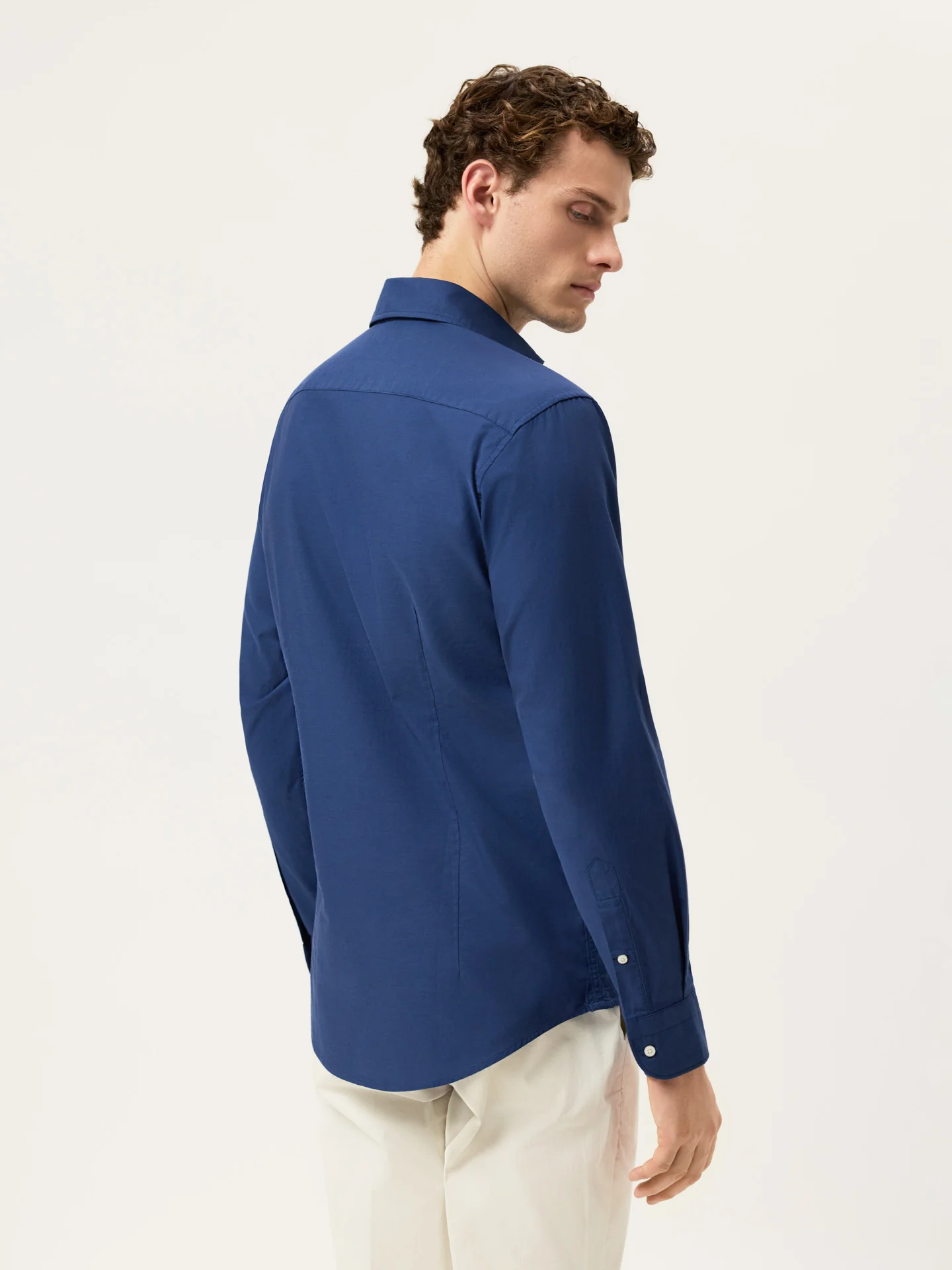 Slim Fit Light Twill Denim Shirt With Newport Collar - Image 3