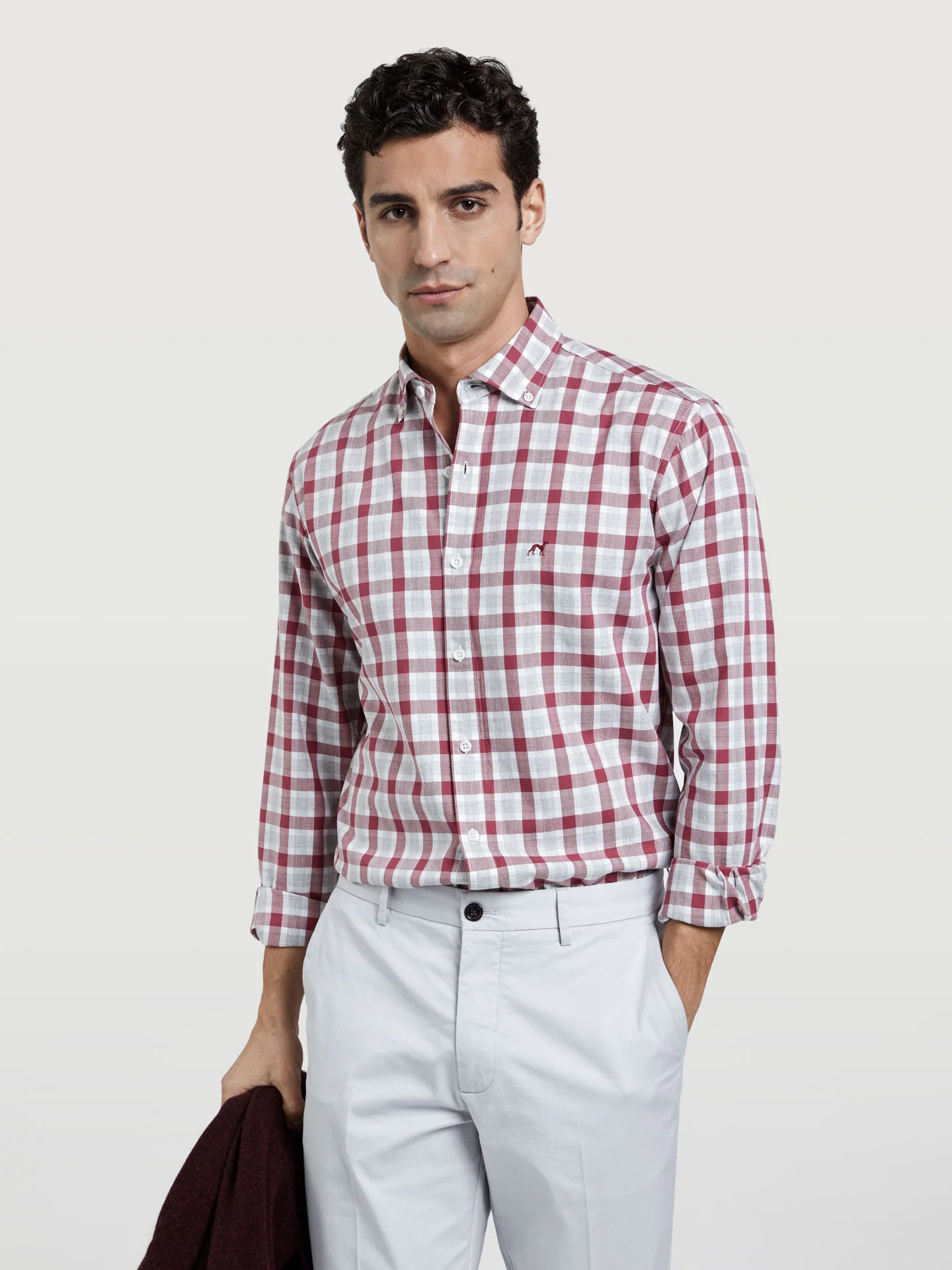 Slim fit melange checks shirt