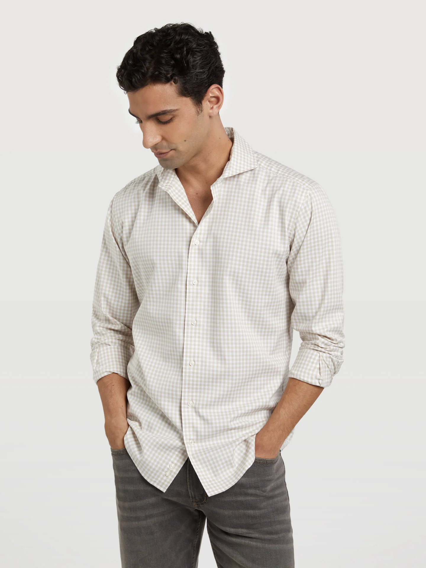 Slim fit new formal pastel checked shirt