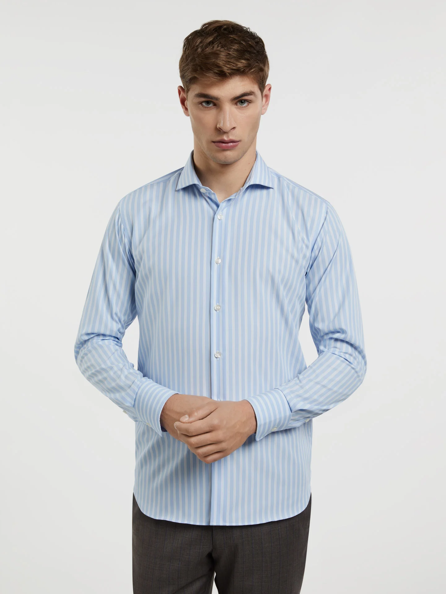 Slim Fit Non-Iron stripes Formal Shirt - Image 2