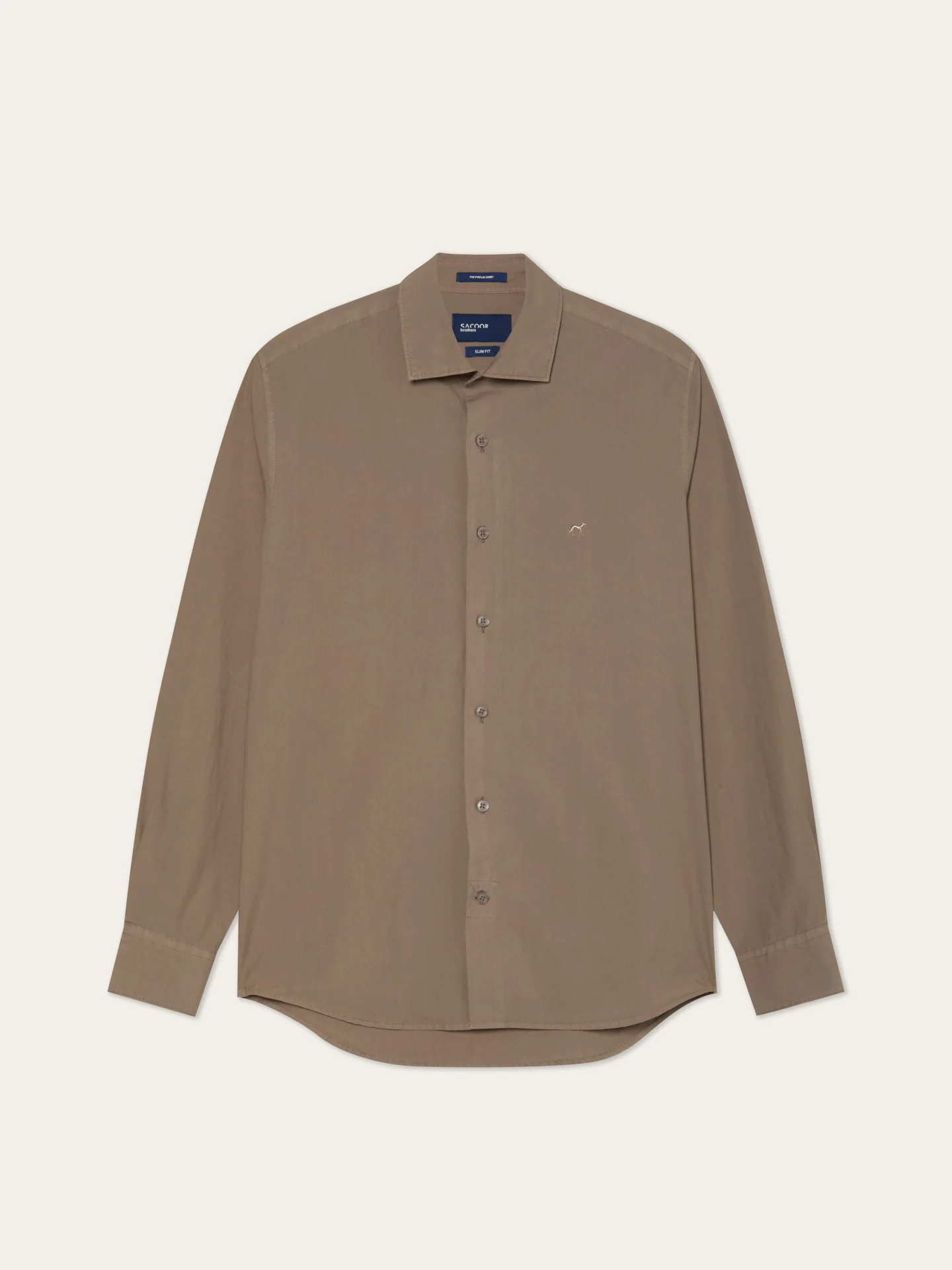Slim Fit Overdye Poplin Shirt With Open Collar - Image 32