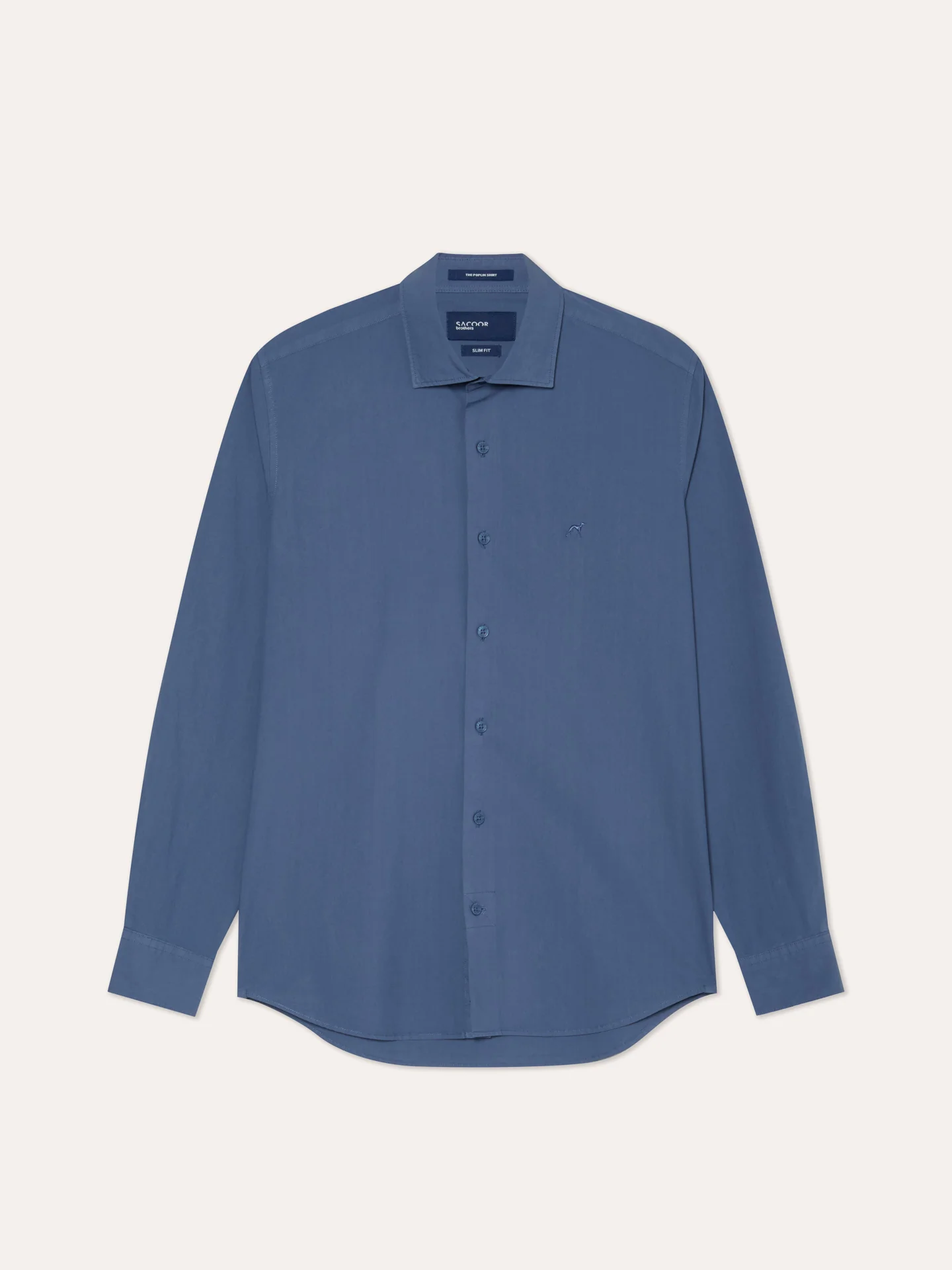 Slim Fit Overdye Poplin Shirt With Open Collar - Image 4