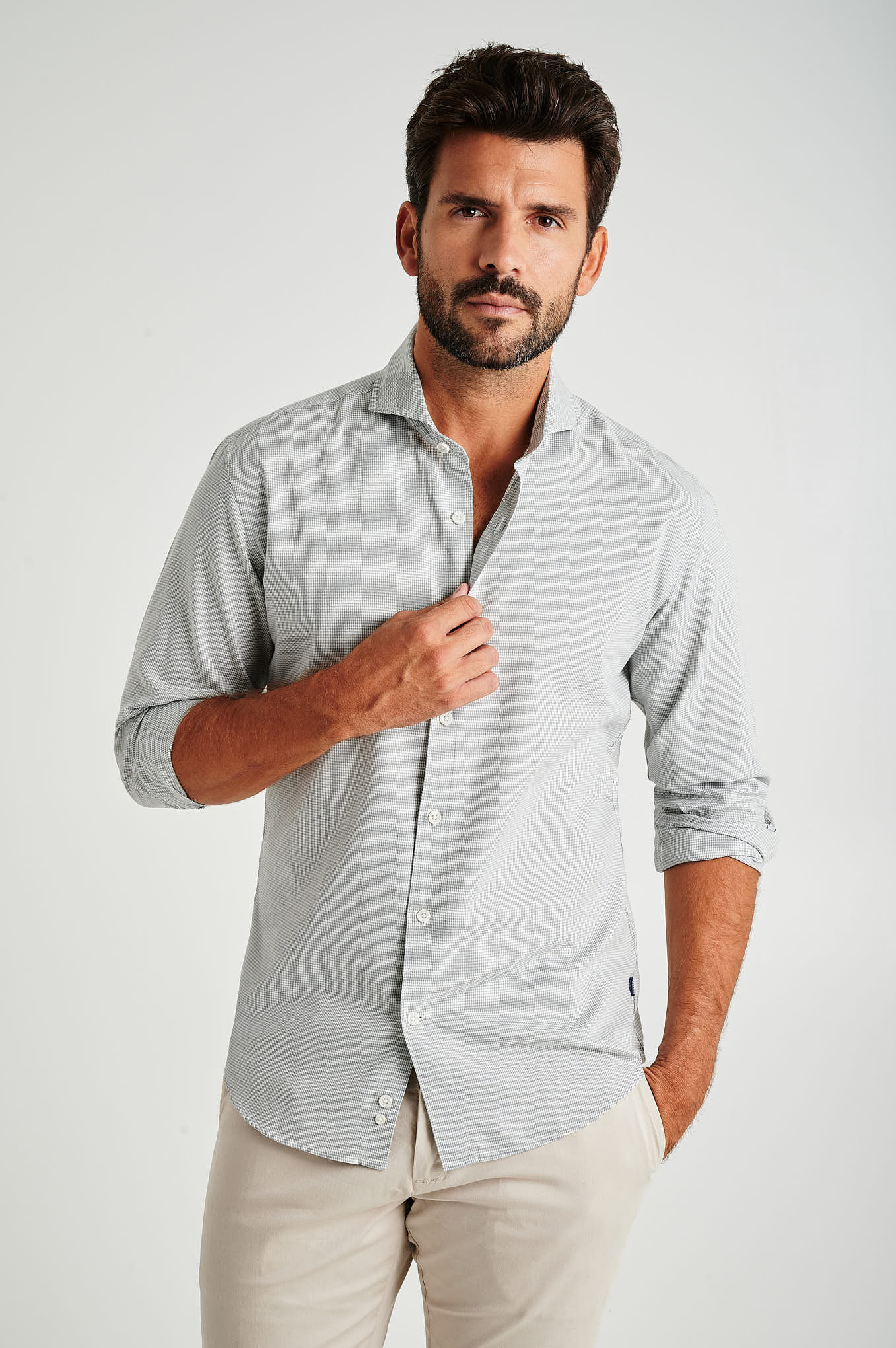 Slim fit pied poule casual shirt - Image 6
