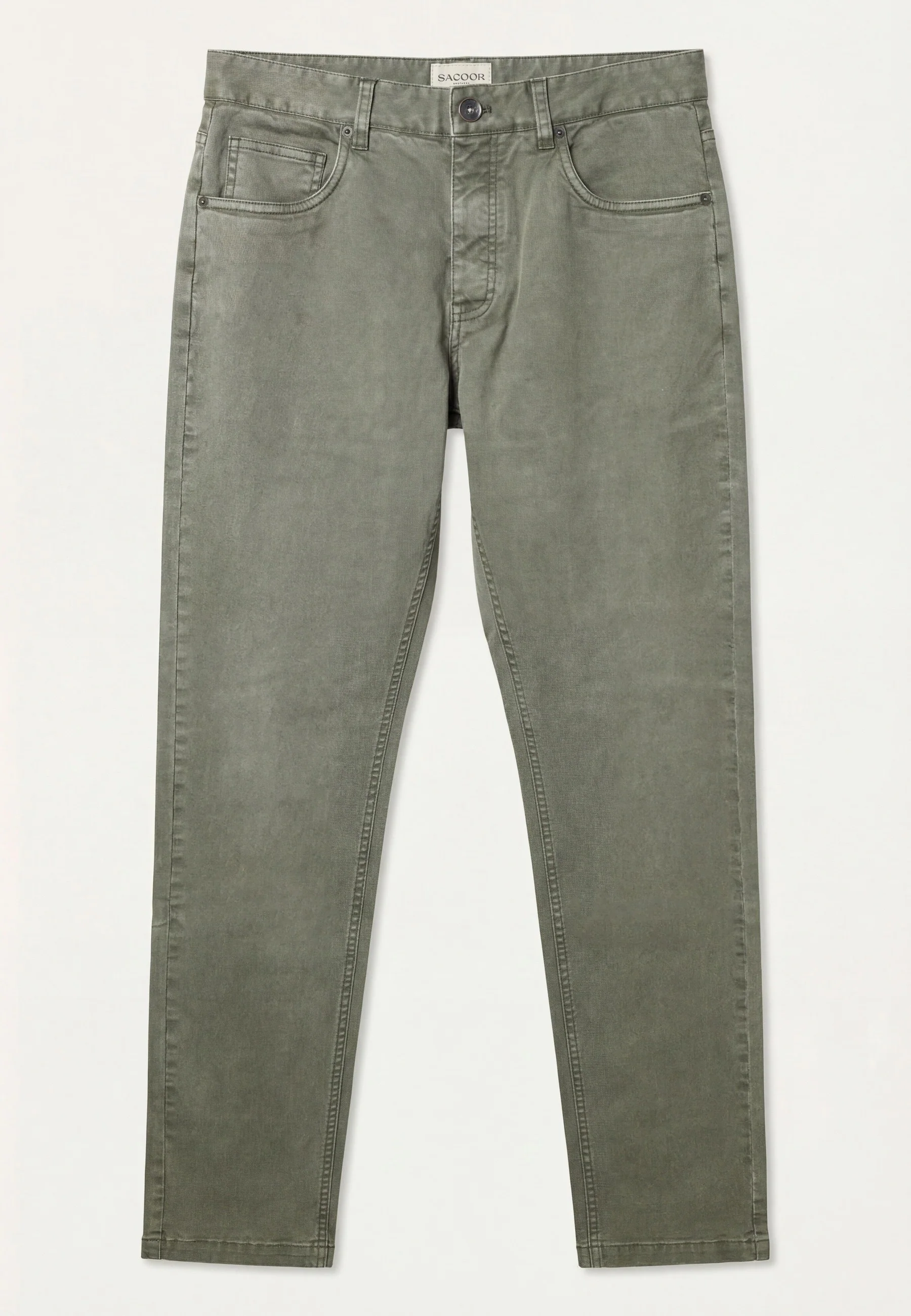 Slim Fit Pigment-Dyed trousers In Tencel Cotton And Elastane Blend