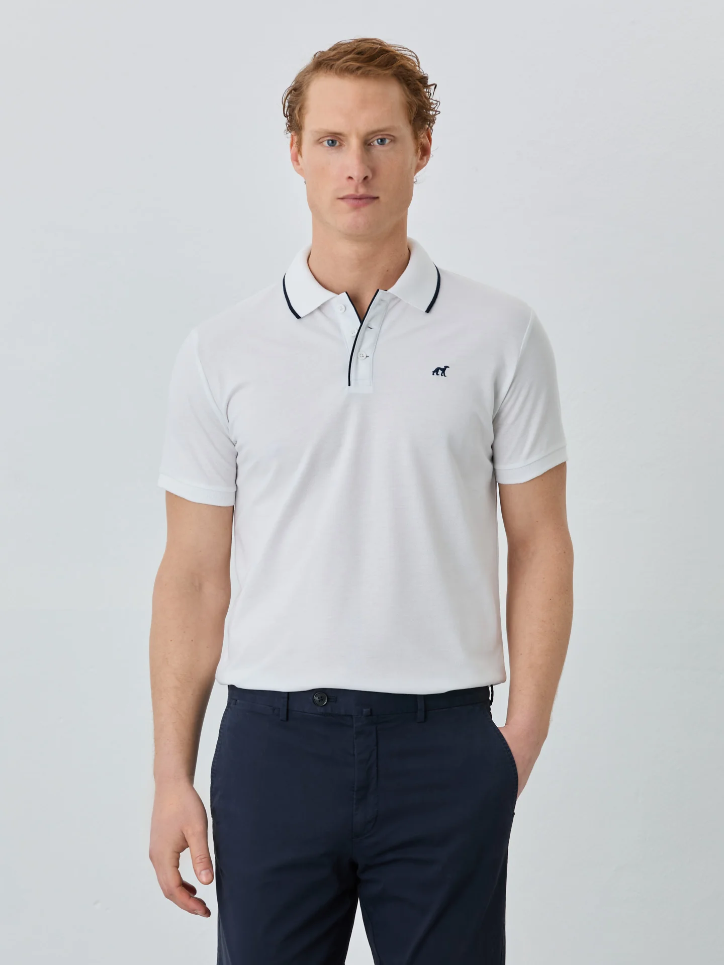 Slim Fit Piqué Polo In Recycled Polyester And Cotton Blend - Image 8