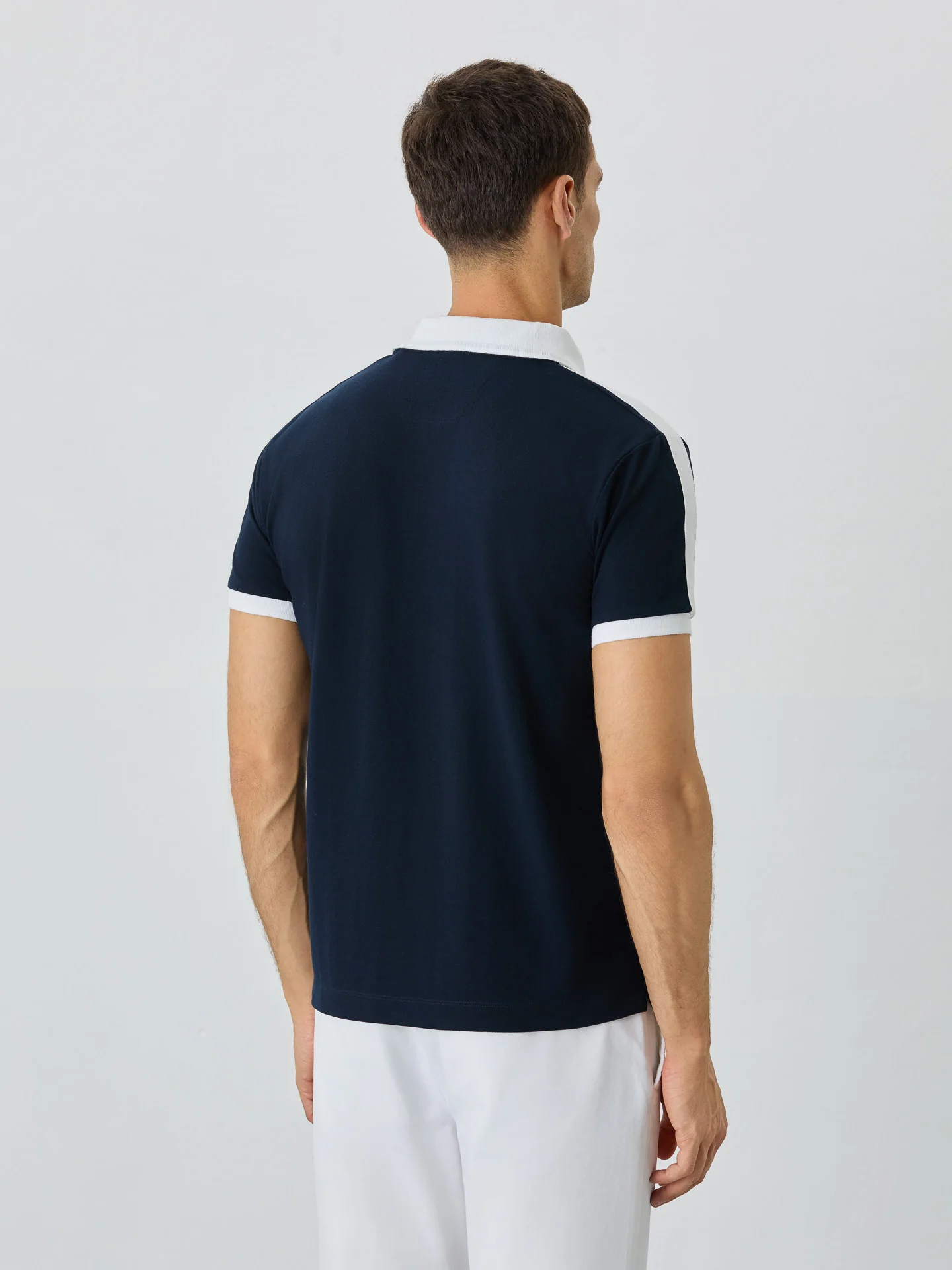 Slim Fit Piqué Polo In Recycled Polyester And Cotton Blend - Image 3
