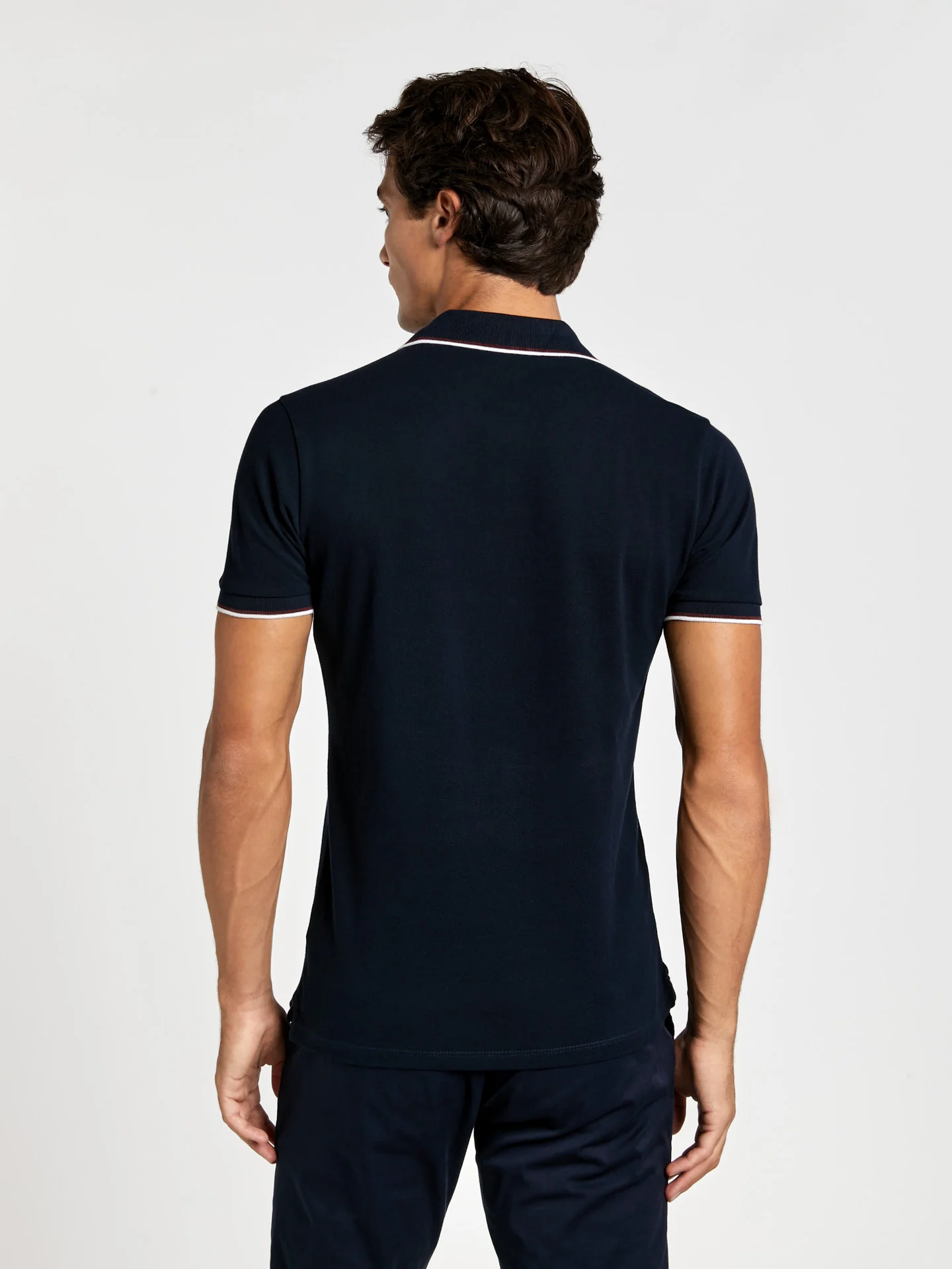 Slim fit piqué polo shirt with contrast stripe - Image 6