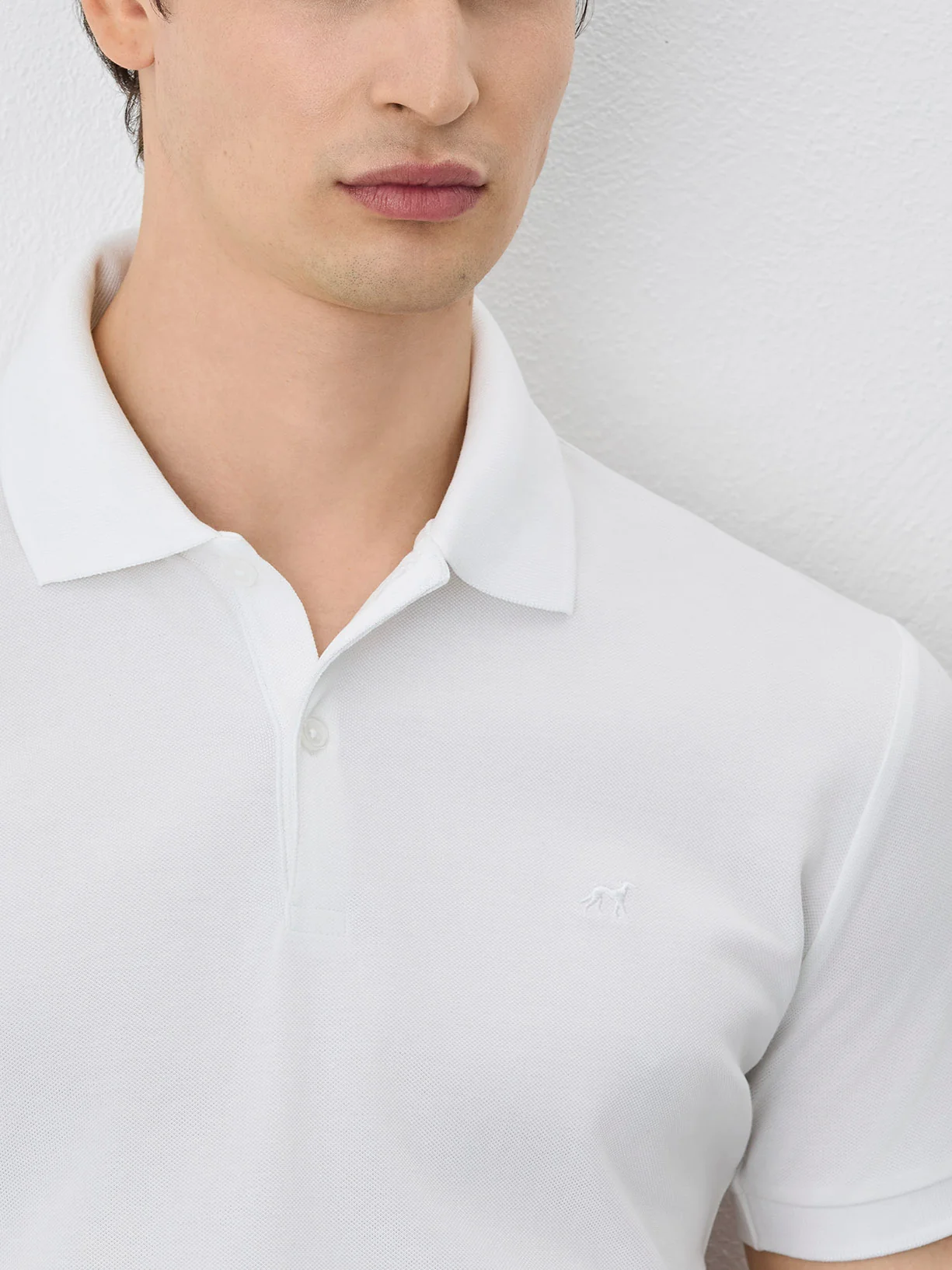 Slim Fit Piqué Polo With Ribbed Collar In Cotton Blend - Image 11