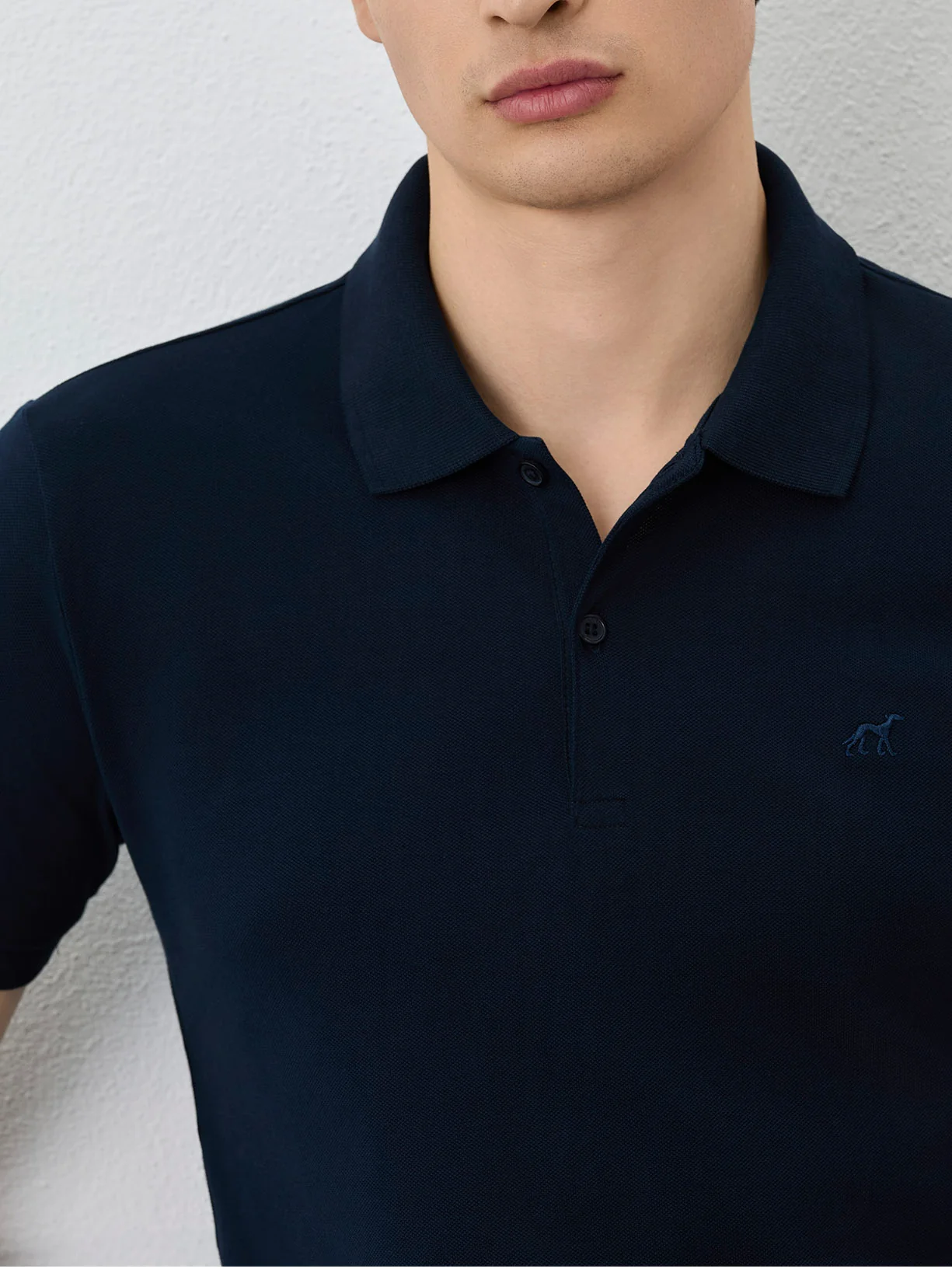 Slim Fit Piqué Polo With Ribbed Collar In Cotton Blend - Image 2