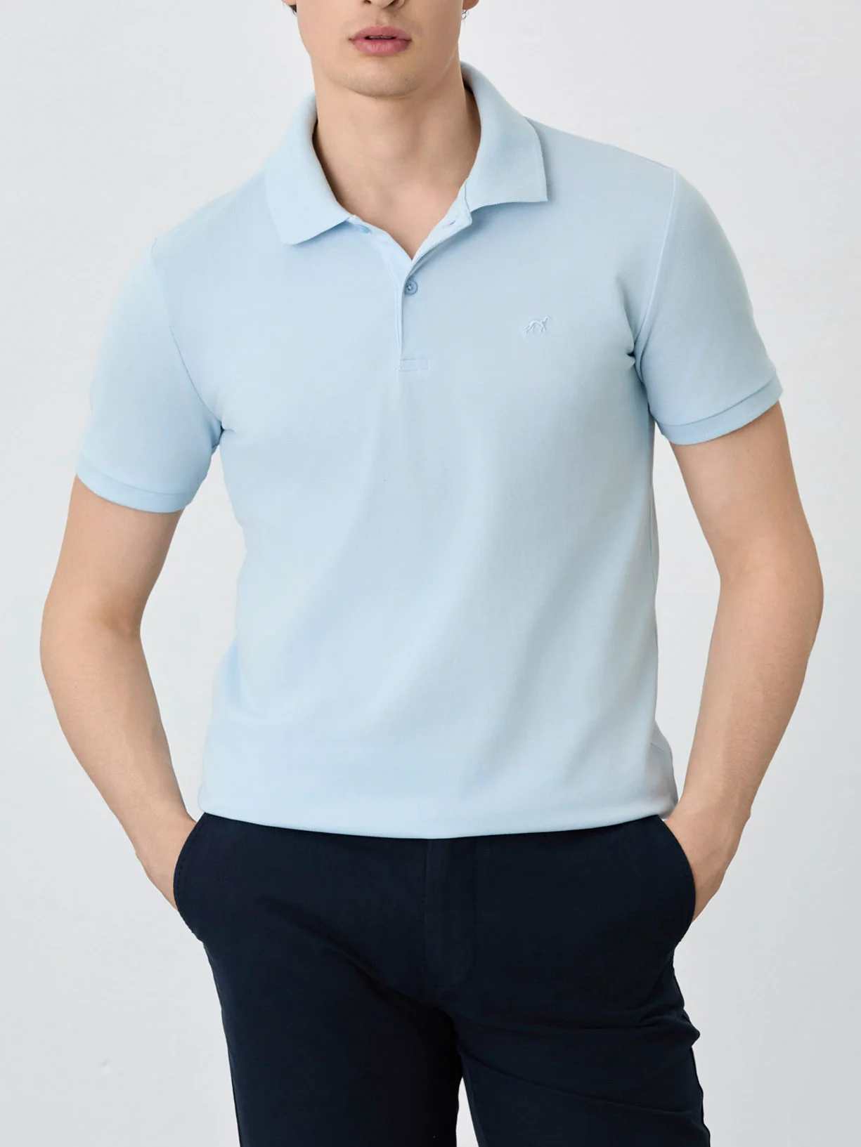 Slim Fit Piqué Polo With Ribbed Collar In Cotton Blend - Image 5