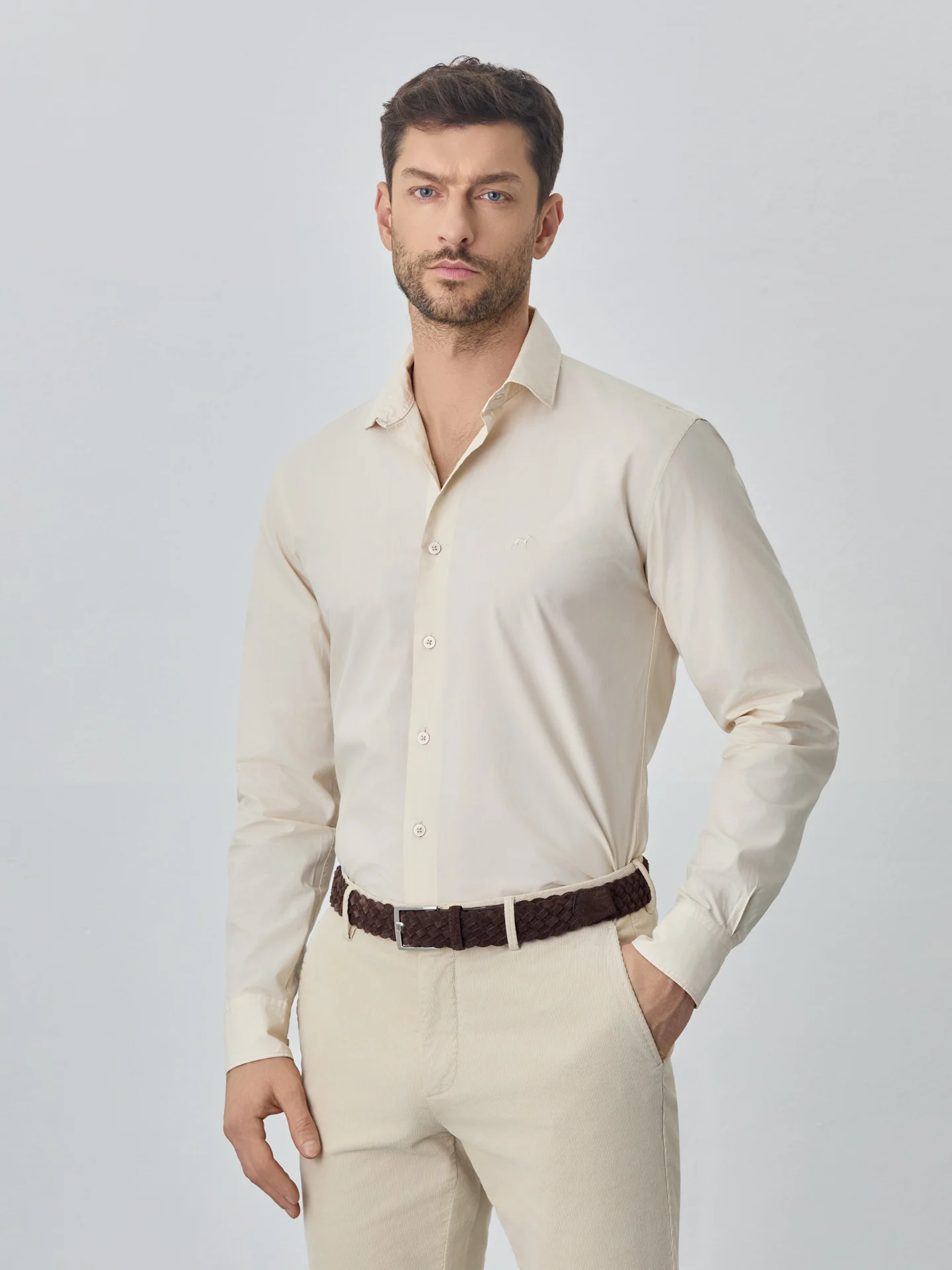 Slim fit poplin over dye shirt - Image 5