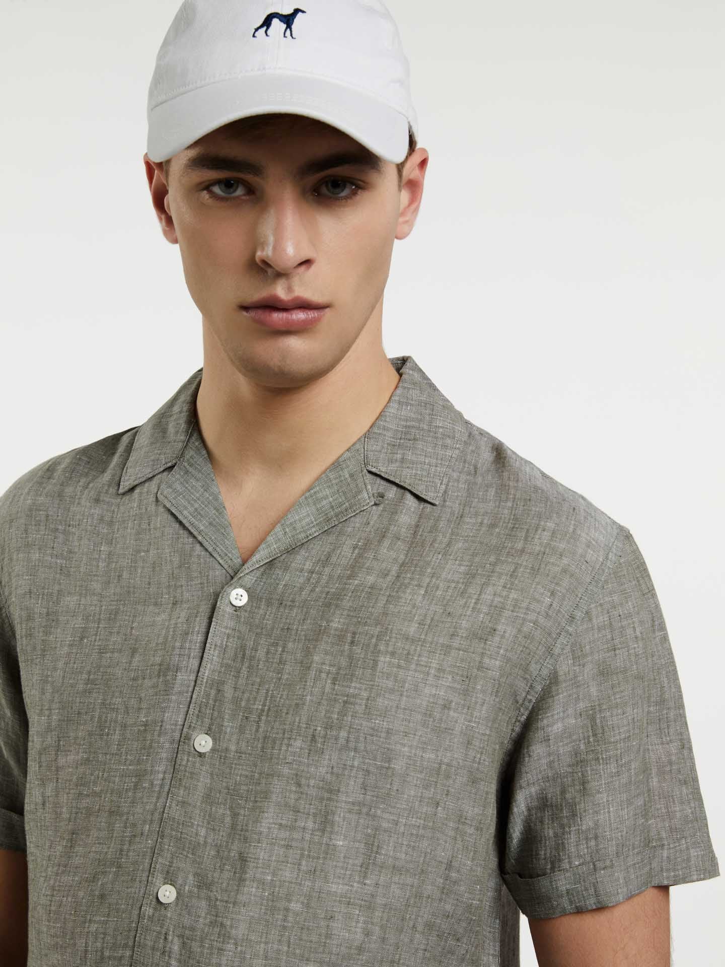 Slim fit pure linen cuba collar shirt - Image 9