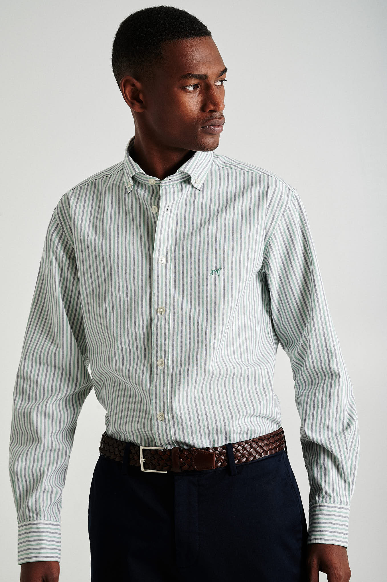Slim fit respekt stripes shirt - Image 3