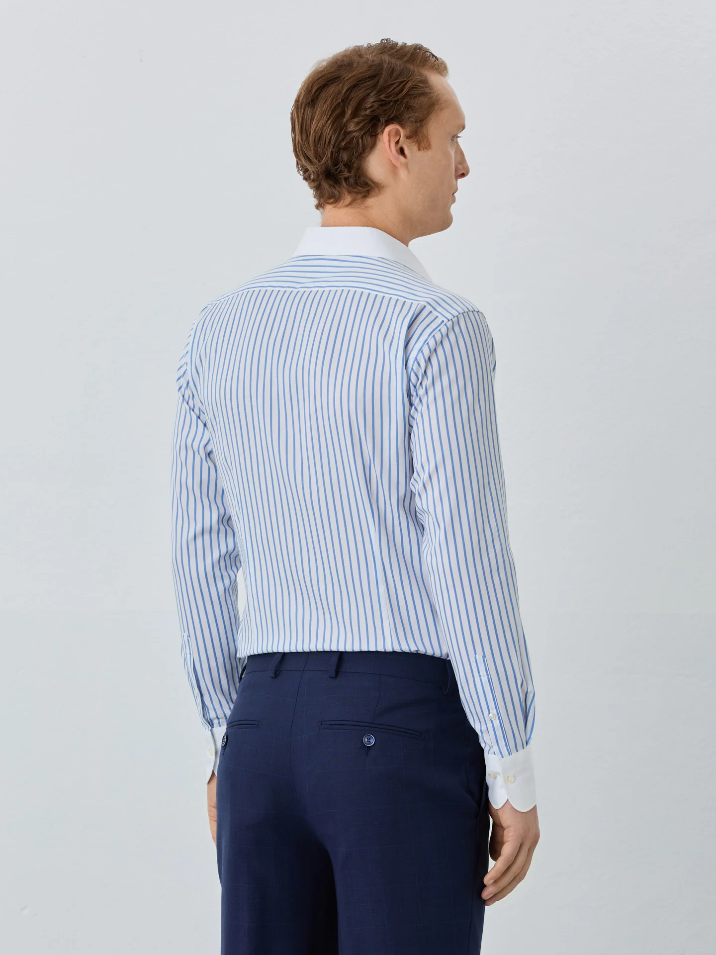 Slim Fit Shirt With Manchester Collar In Cotton With Stripes - Image 3